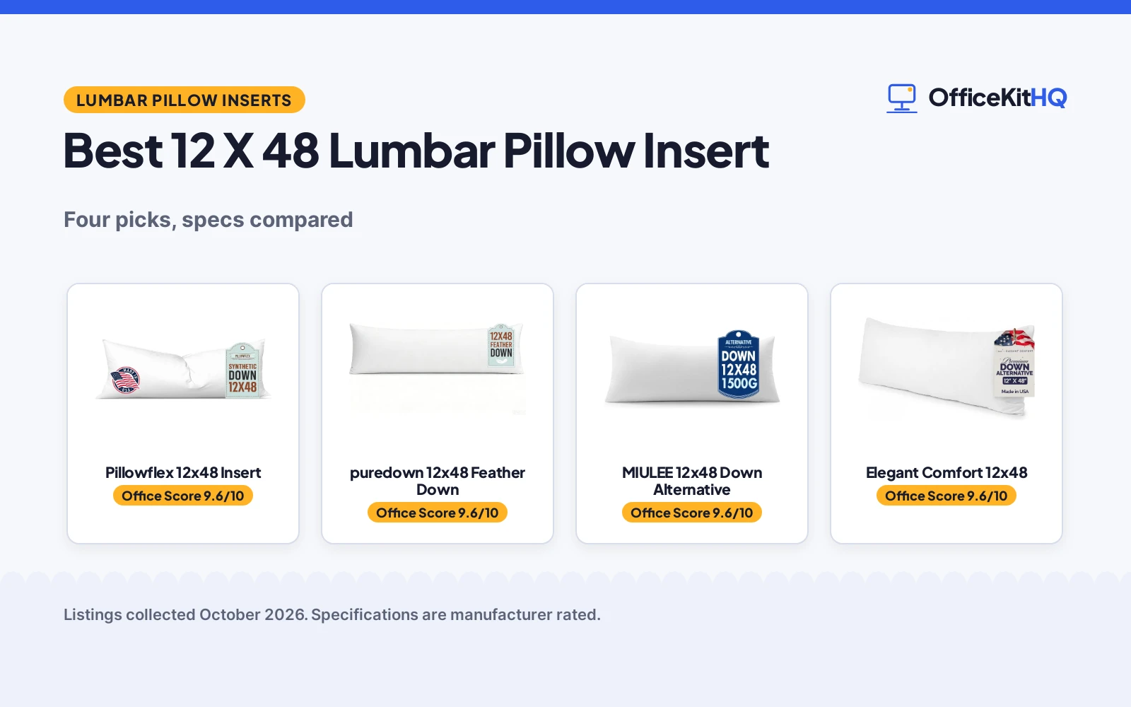 Best 12 X 48 Lumbar Pillow Insert (2026): 4 Compared