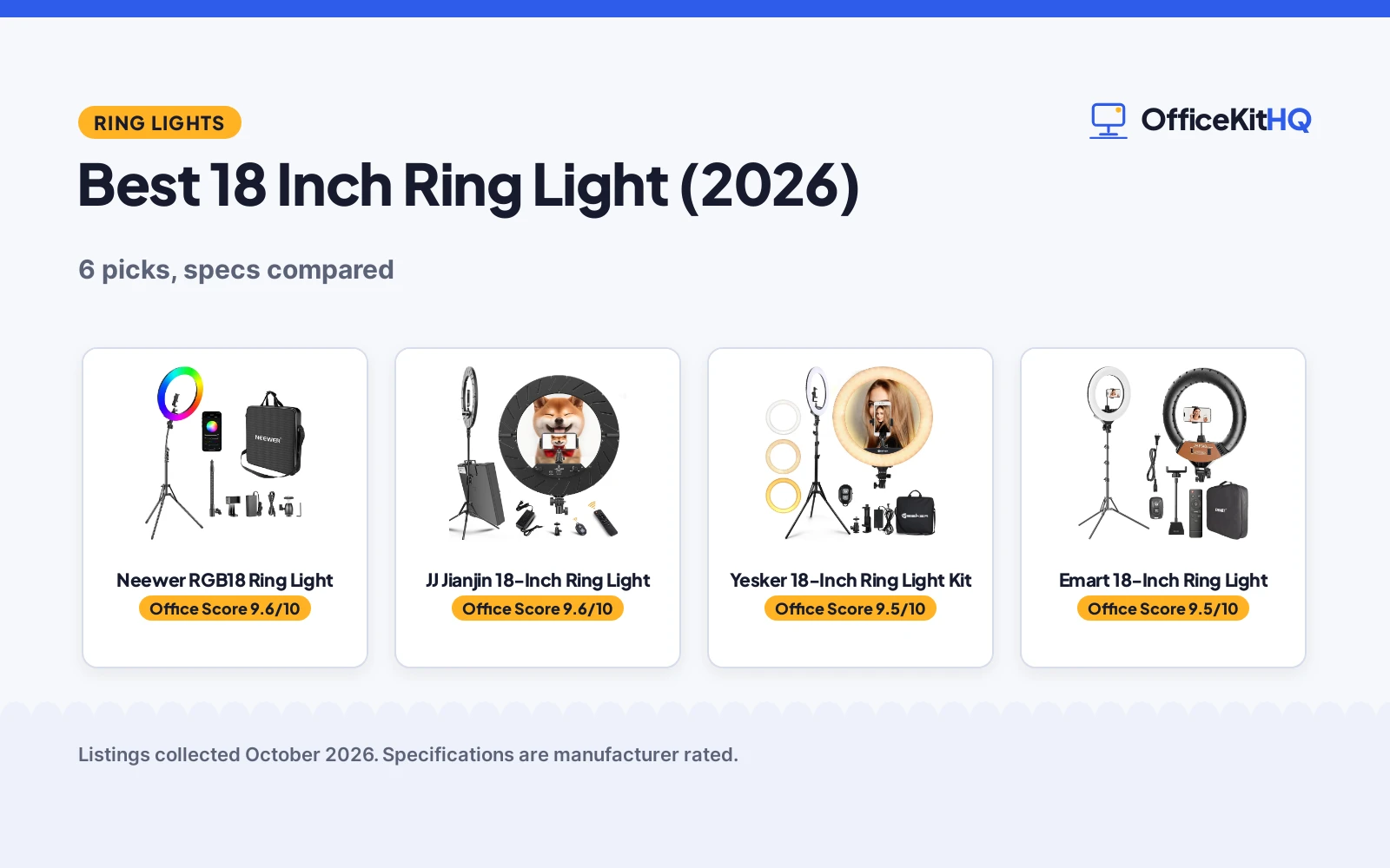 Best 18 Inch Ring Light (2026): 6 Picks Compared