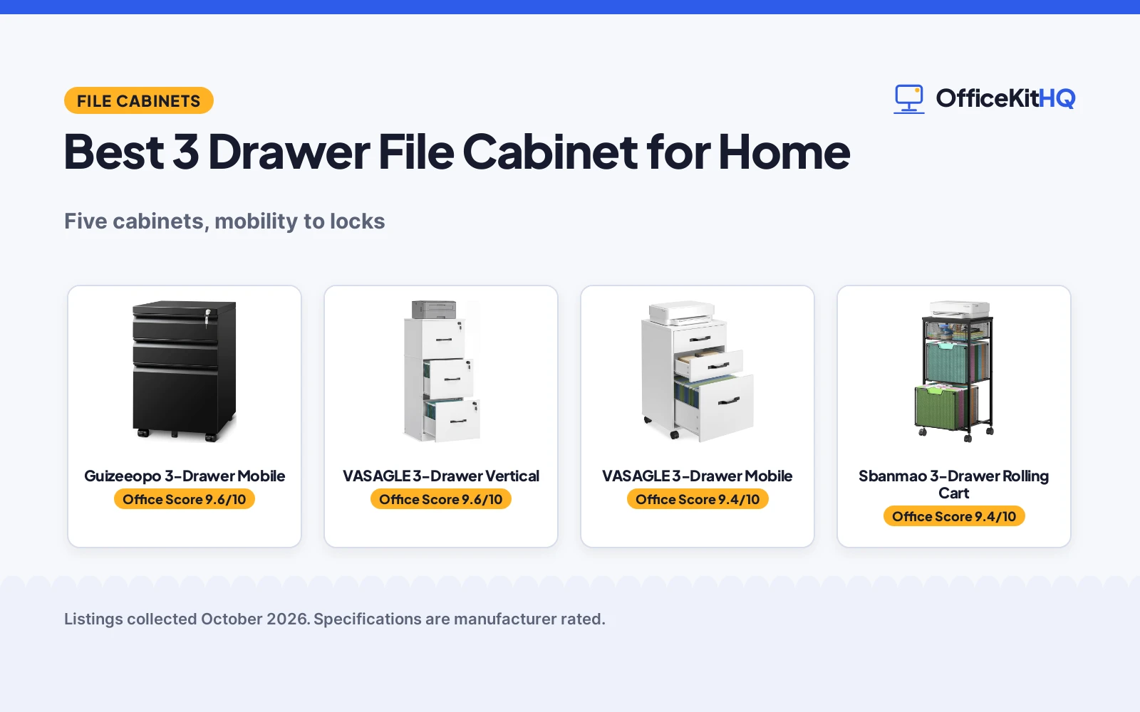 Best 3 Drawer File Cabinet for Home (2026): 5 Compared