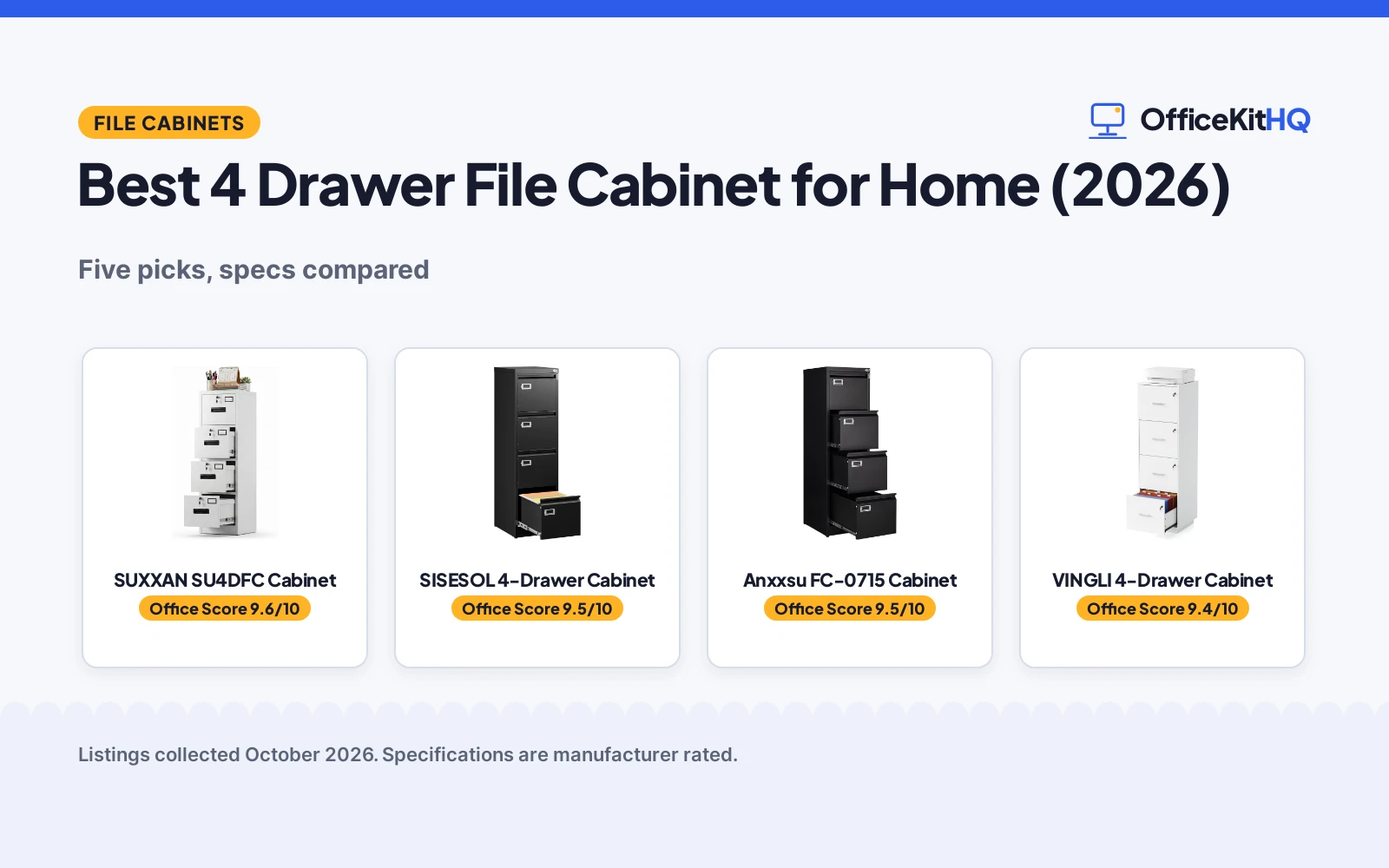 Best 4 Drawer File Cabinet for Home (2026): 5 Compared