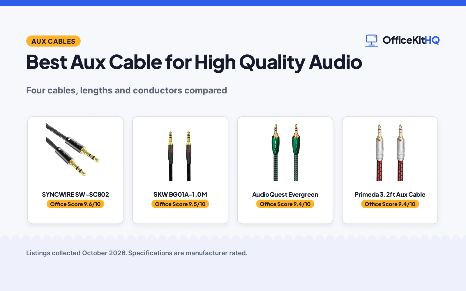 Best Aux Cable for High Quality Audio (2026): 4 Picks Compared