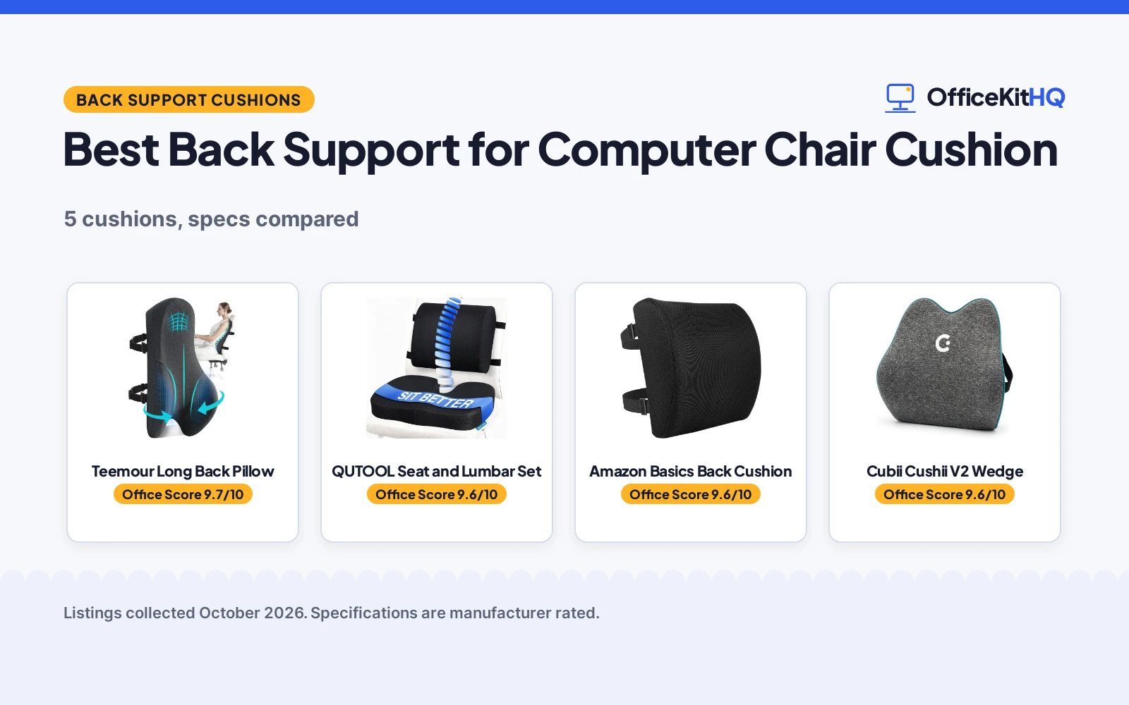 Best Back Support for Computer Chair Cushion (2026): 5 Compared