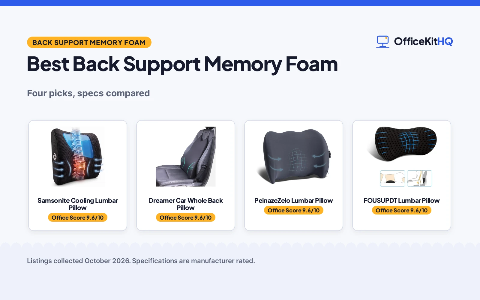 Best Back Support Memory Foam (2026): 4 Picks Compared