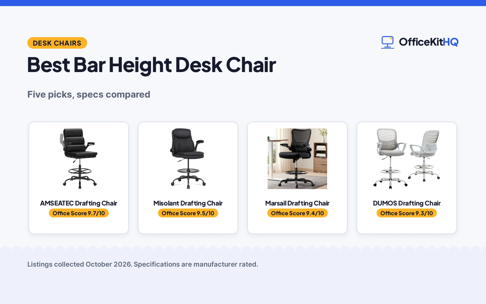 Best Bar Height Desk Chair (2026): 5 Picks Compared