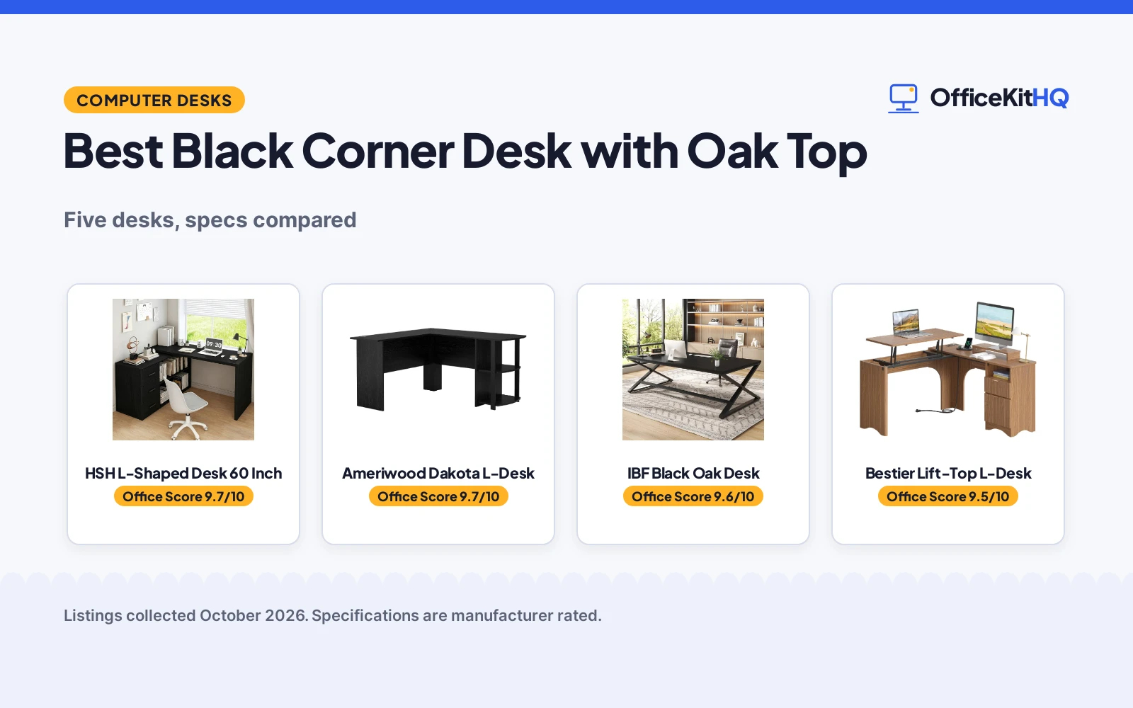 Best Black Corner Desk with Oak Top (2026): 5 Desks Compared