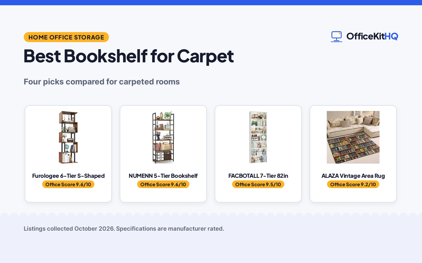 Best Bookshelf for Carpet (2026): 4 Picks for Stable Storage
