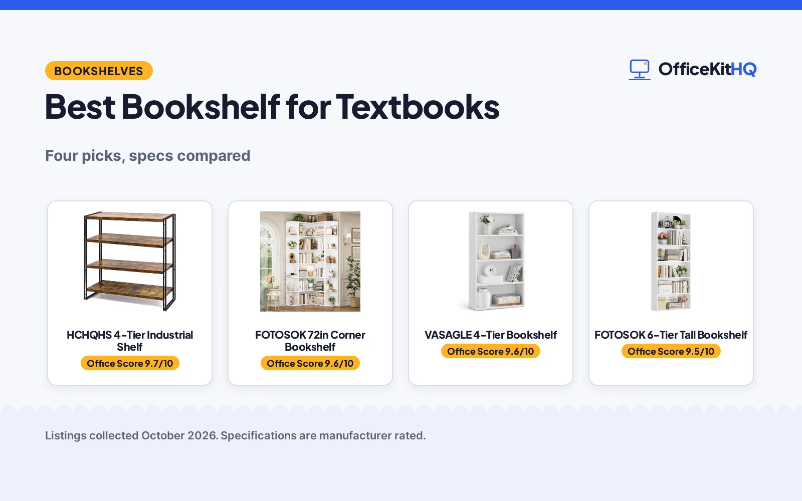 Best Bookshelf for Textbooks (2026): 4 Compared