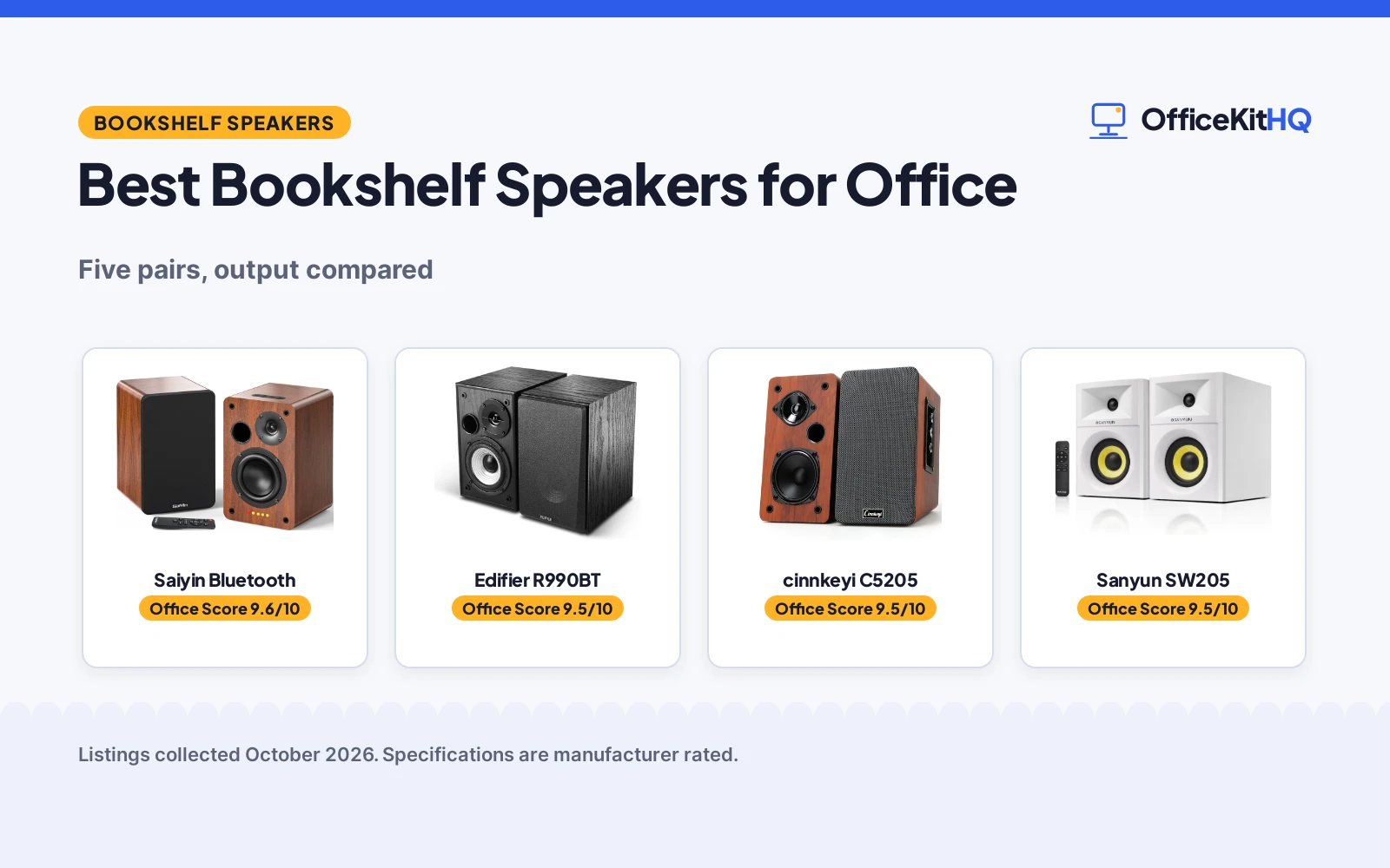 Best Bookshelf Speakers for Office (2026): 5 Compared