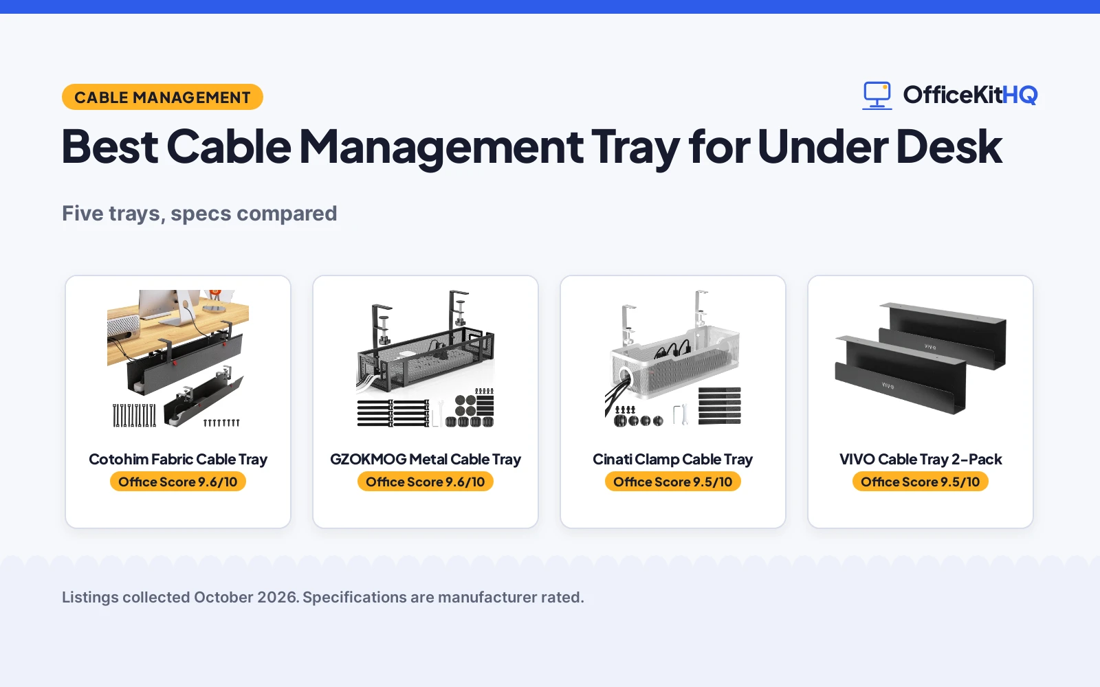 Best Cable Management Tray for Under Desk (2026): 5 Compared