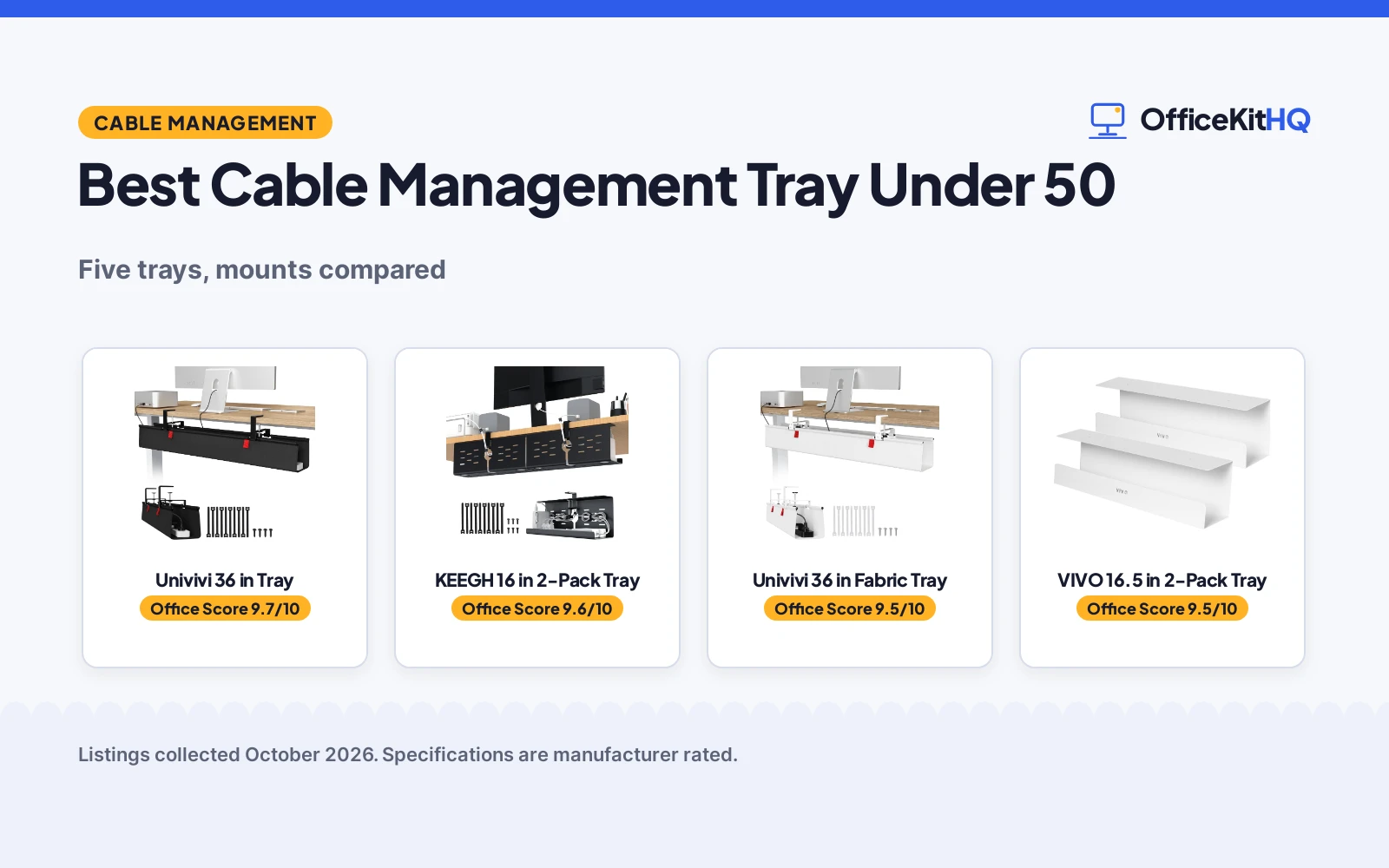 Best Cable Management Tray Under 50 (2026): 5 Trays Compared