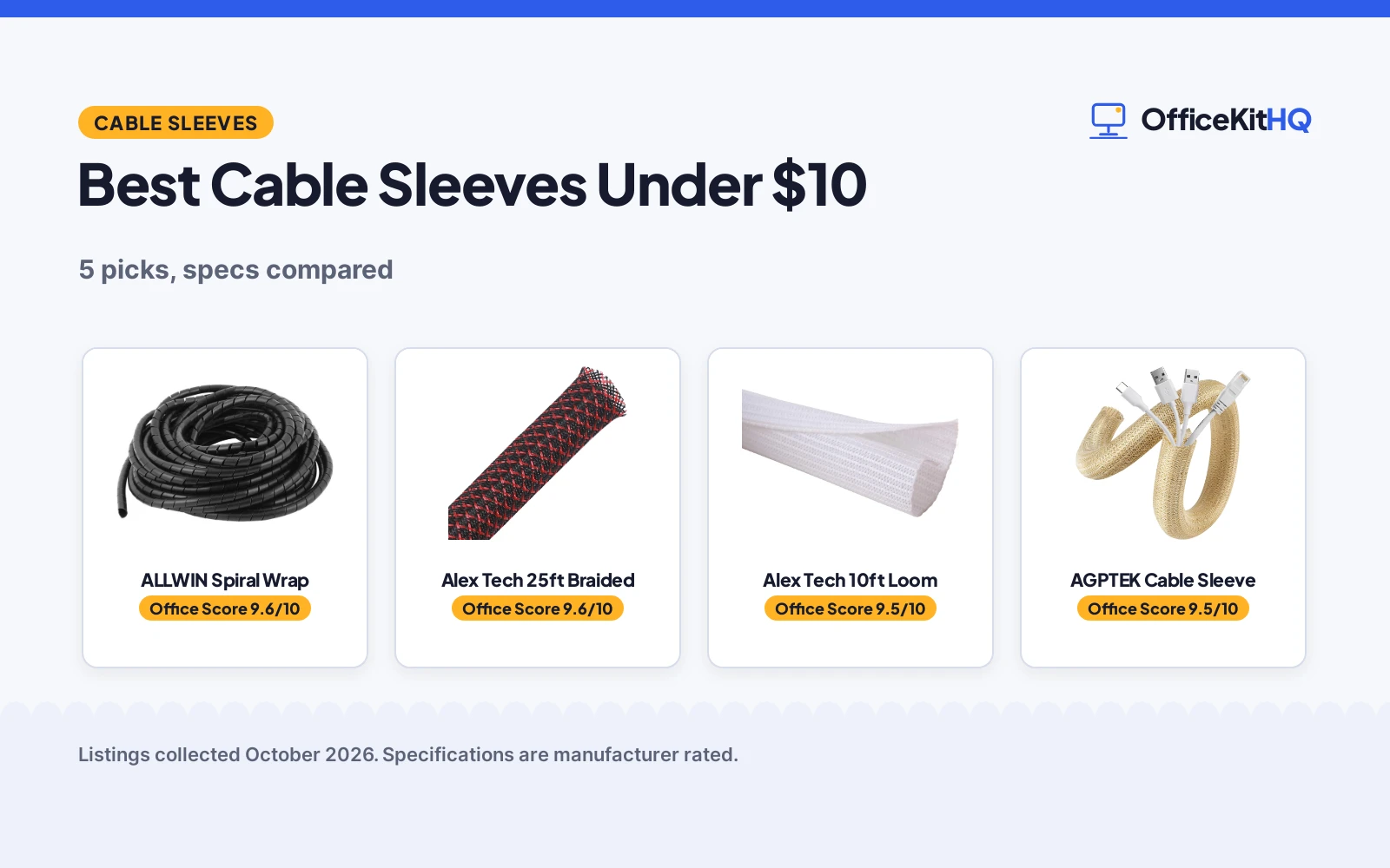 Best Cable Sleeves Under $10 (2026): 5 Picks for Desks