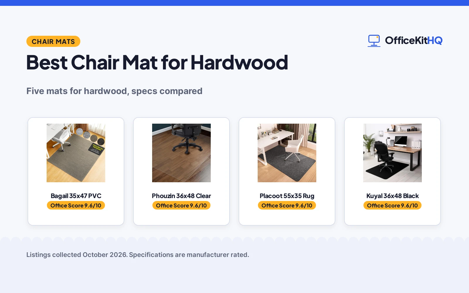Best Chair Mat for Hardwood (2026): 5 Compared