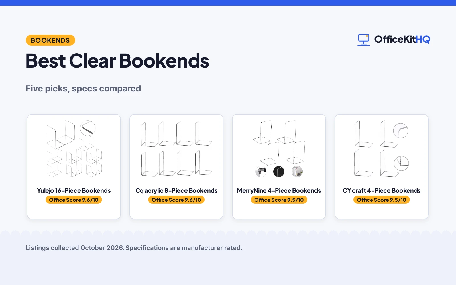 Best Clear Bookends (2026): 5 Acrylic Sets Compared