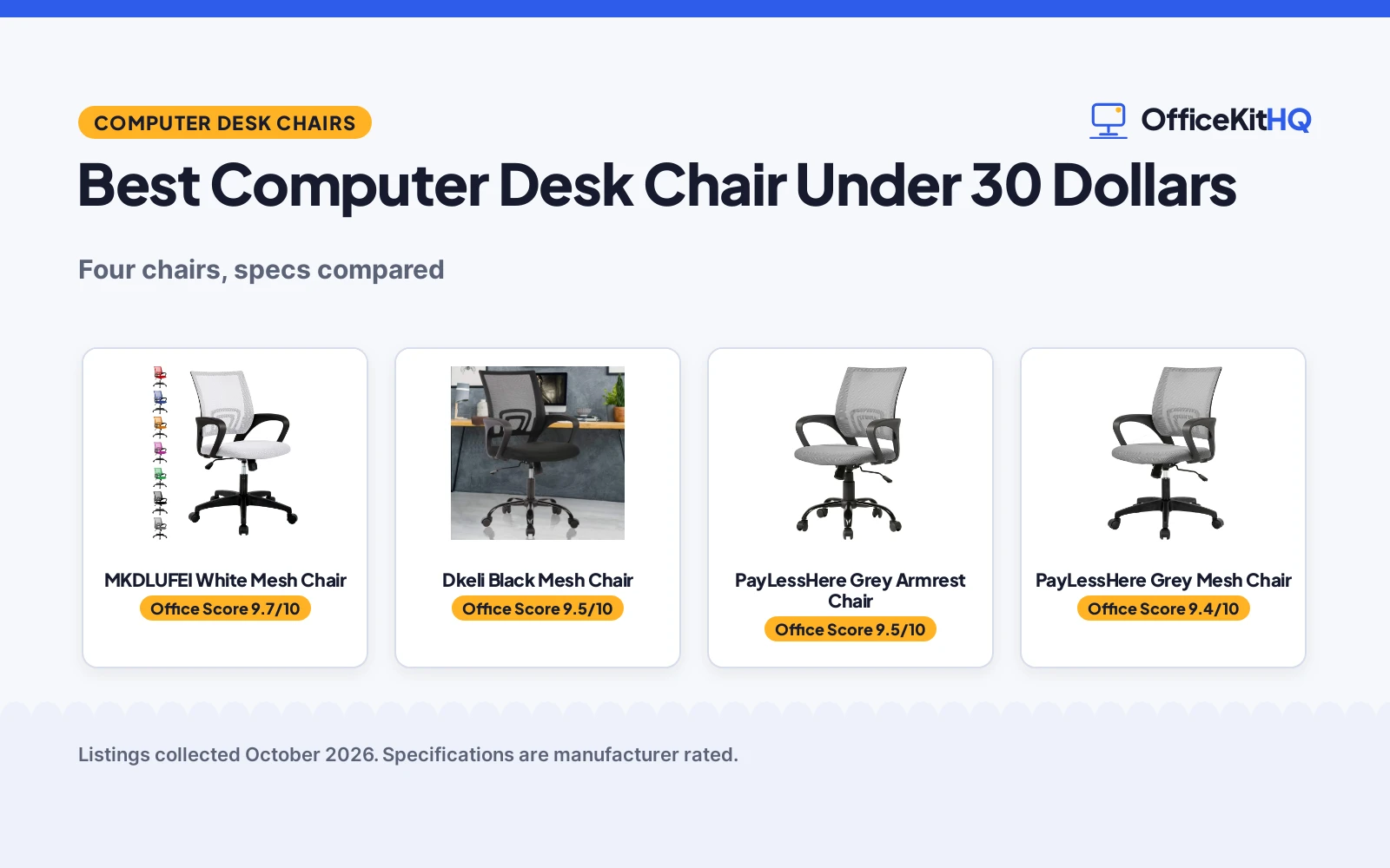 Best Computer Desk Chair Under 30 Dollars (2026): 4 Chairs Compared