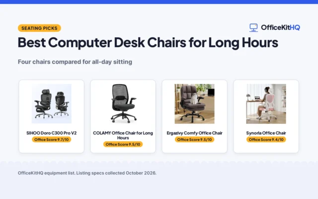 Best Computer Desk Chairs for Long Hours (2026): 4 Compared