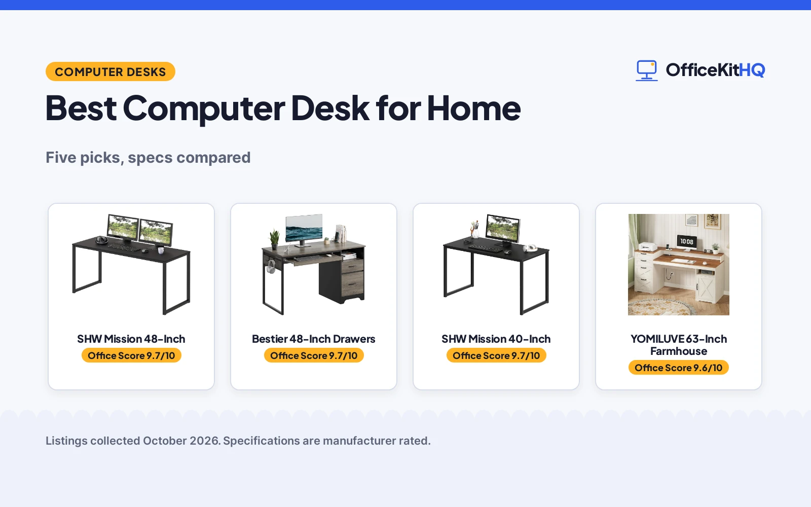 Best Computer Desk for Home (2026): 5 Compared
