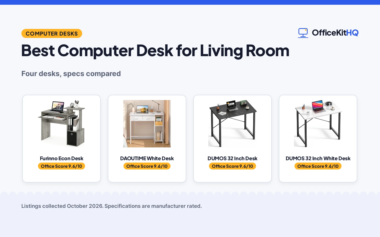 Best Computer Desk for Living Room (2026): 4 Desks Compared