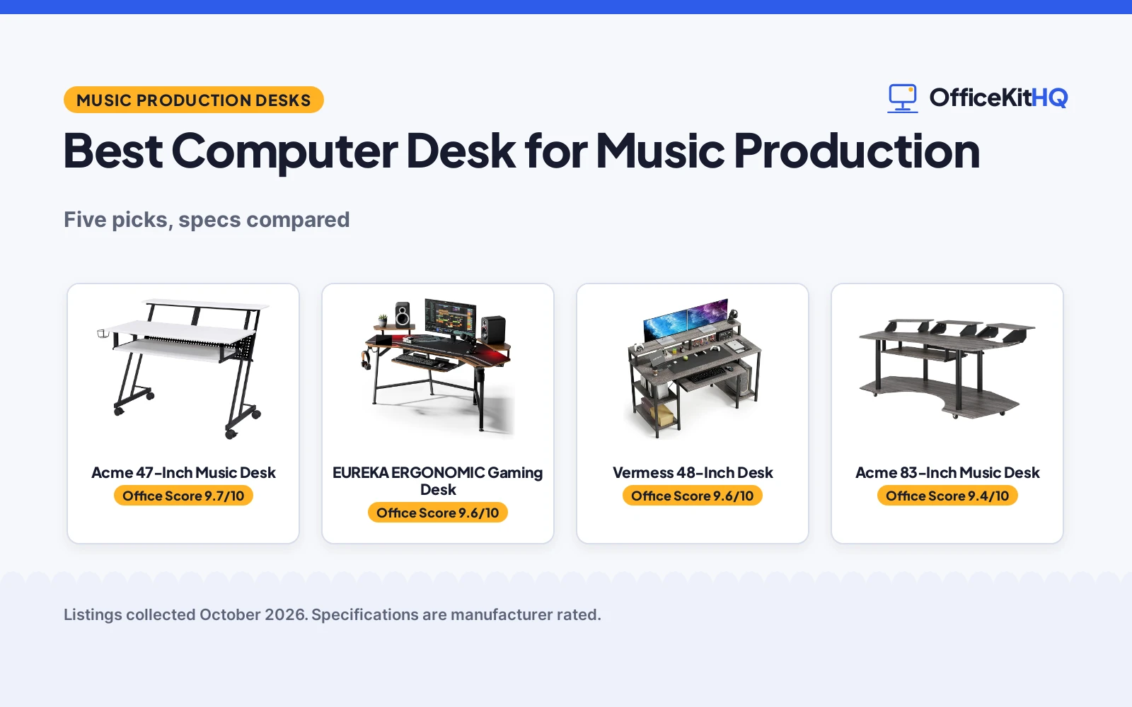 Best Computer Desk for Music Production: 5 Picks Compared