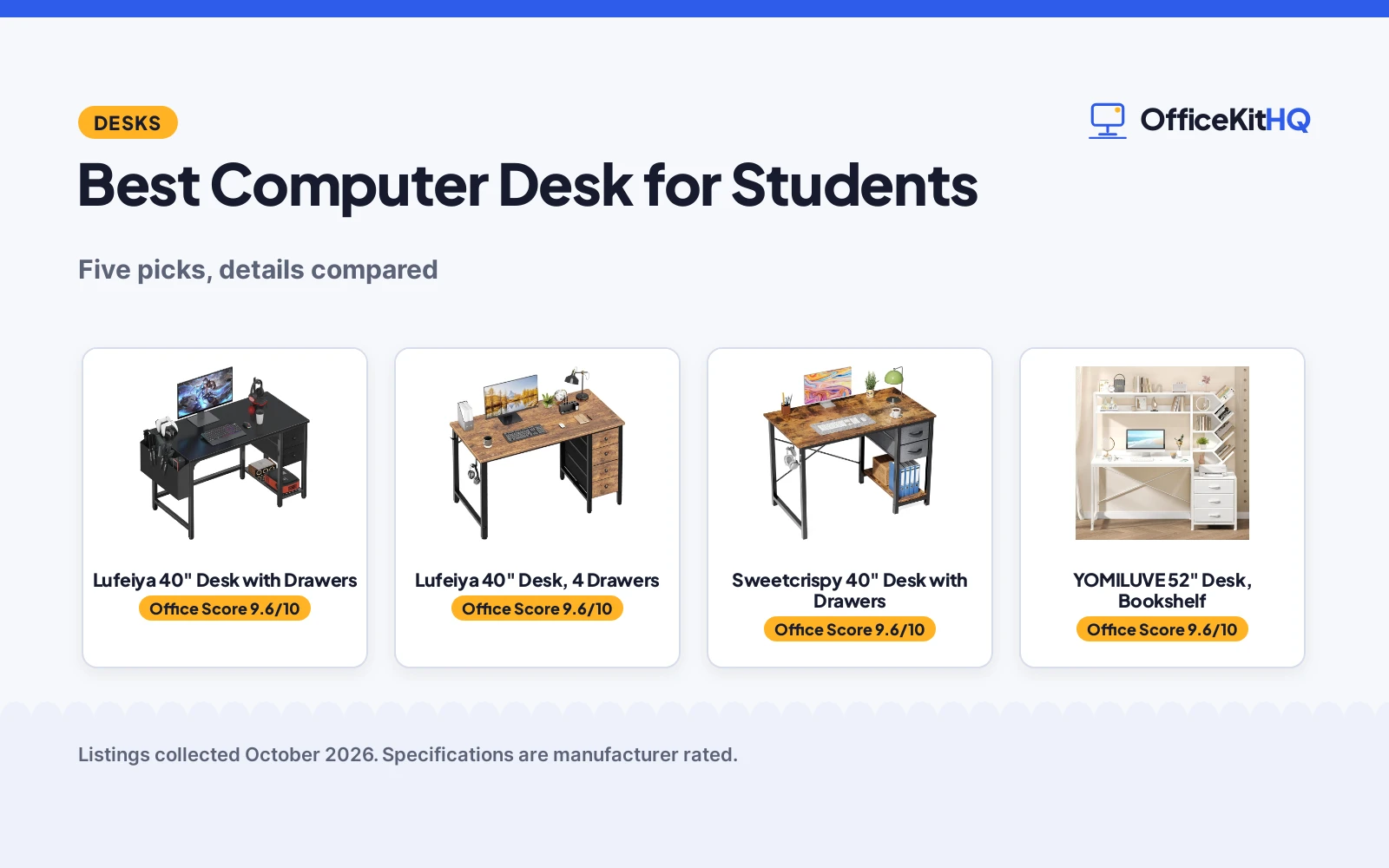 Best Computer Desk for Students (2026): 5 Compared