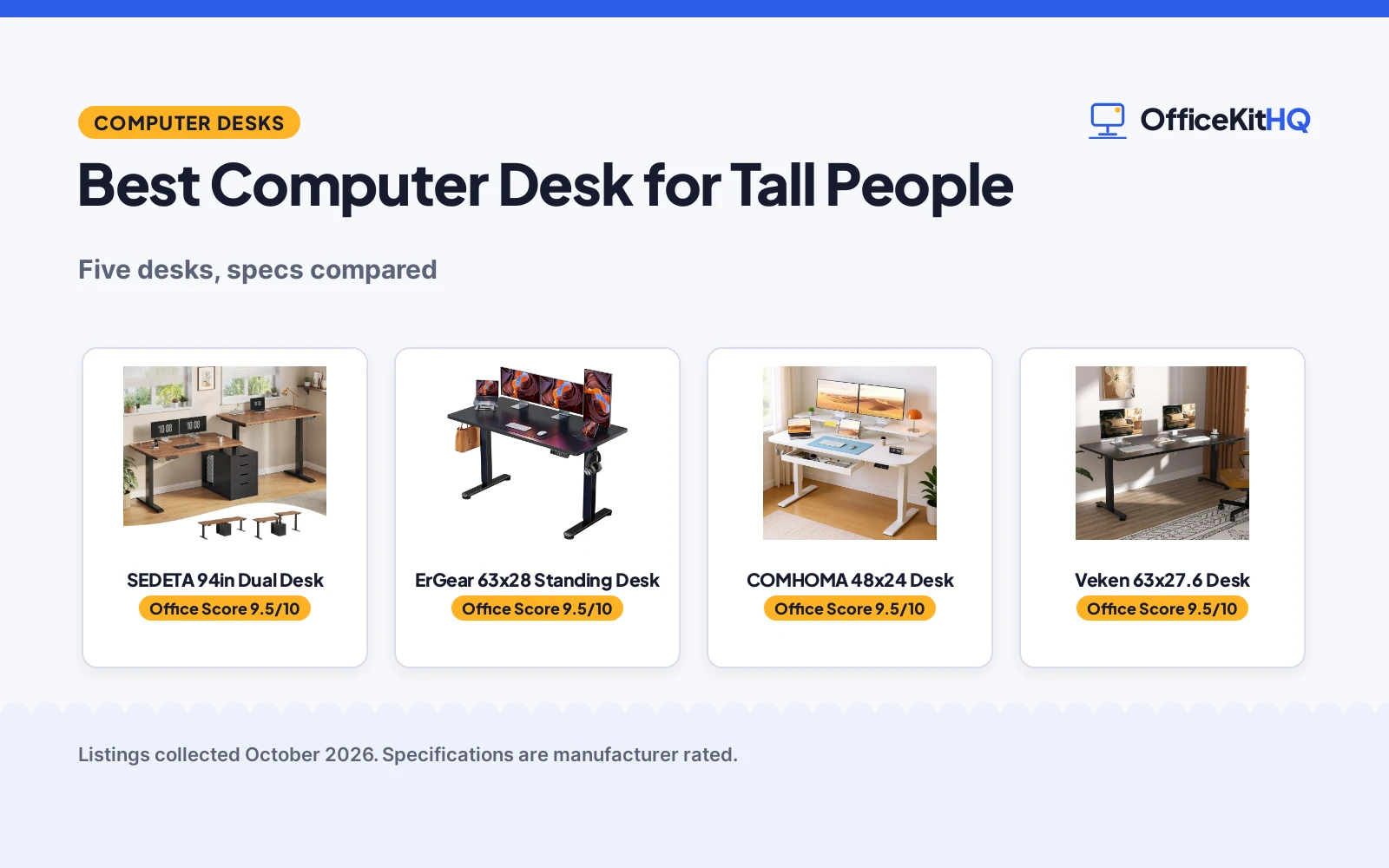 Best Computer Desk for Tall People (2026): 5 Compared