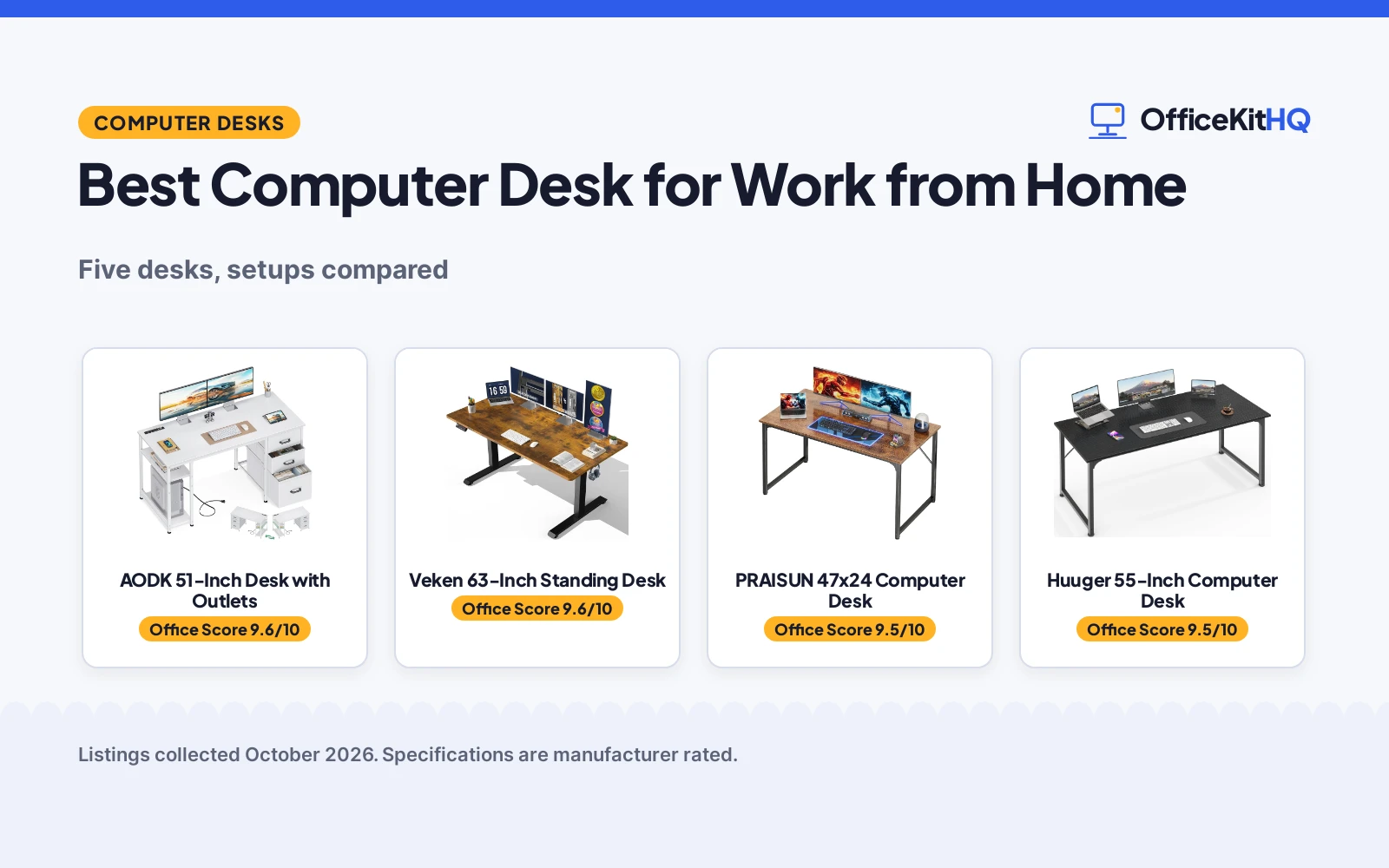 Best Computer Desk for Work from Home (2026): 5 Compared