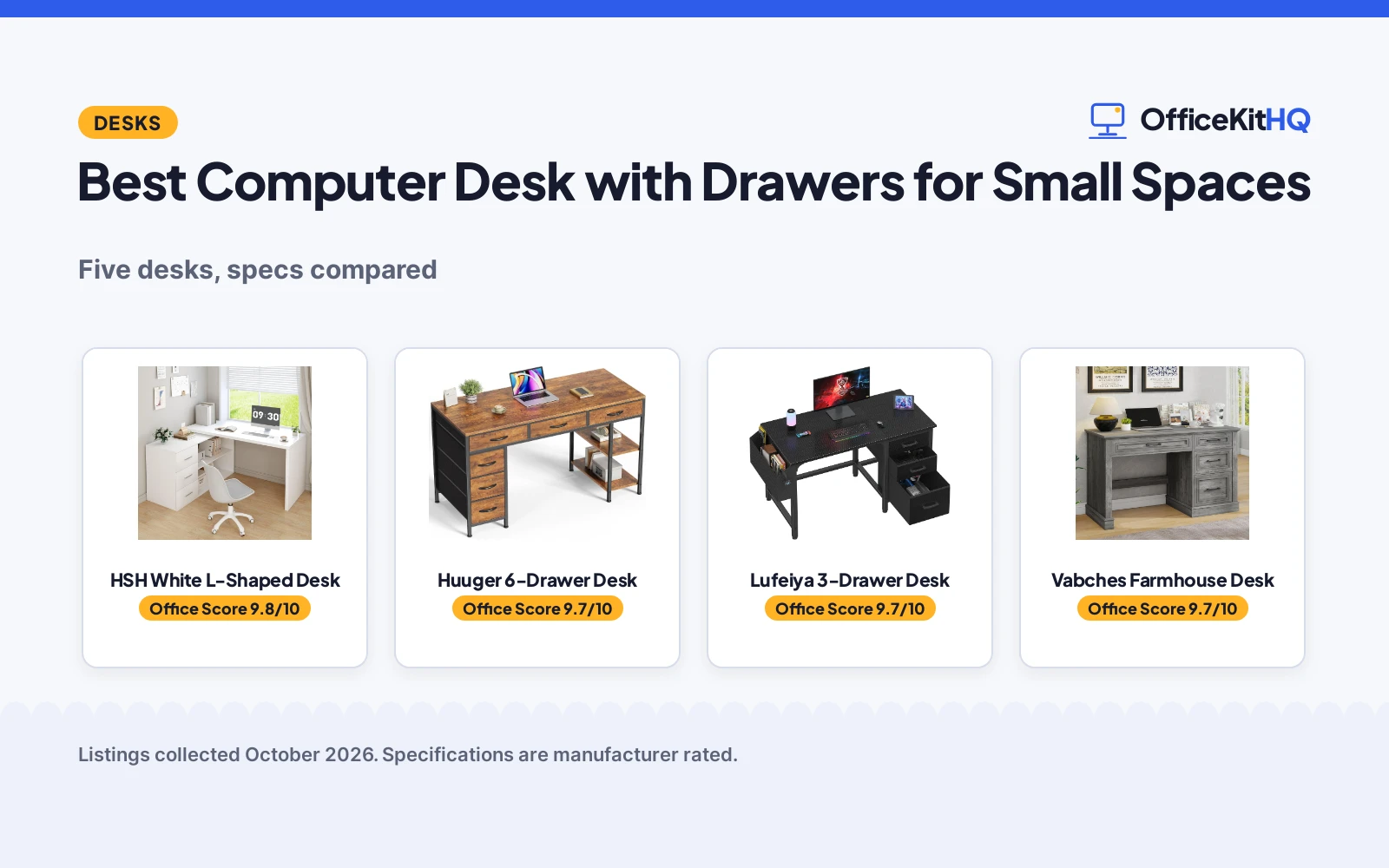 Best Computer Desk with Drawers for Small Spaces (2026): 5 Compared