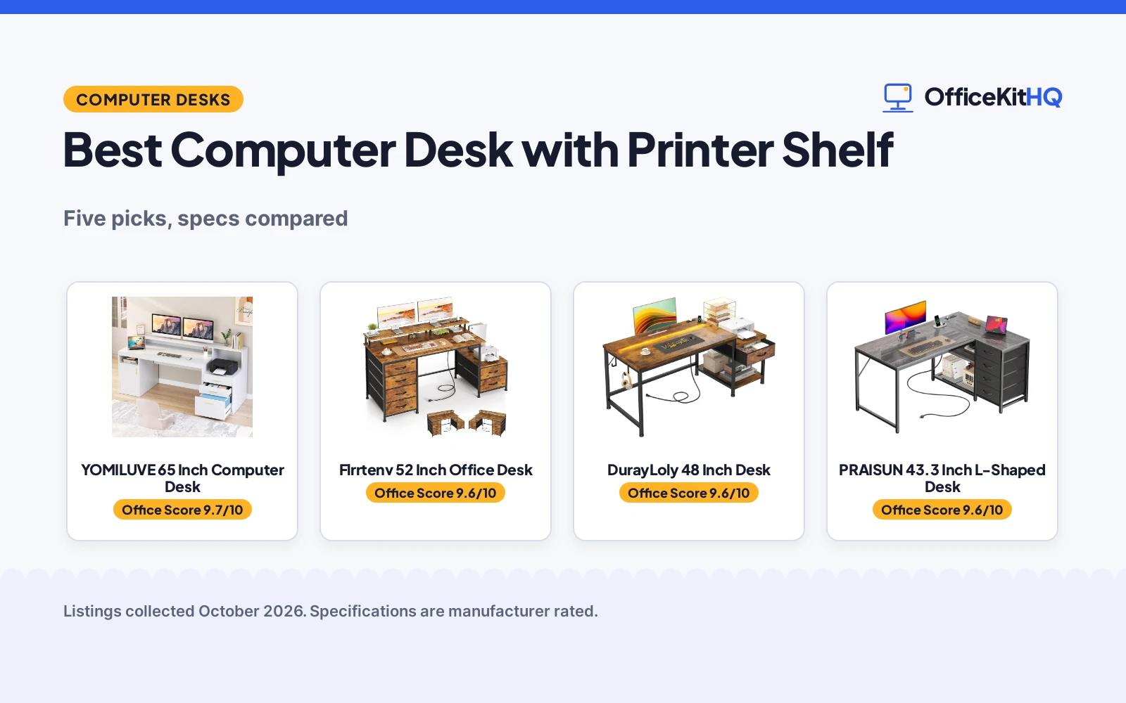 Best Computer Desk with Printer Shelf (2026): 5 Compared