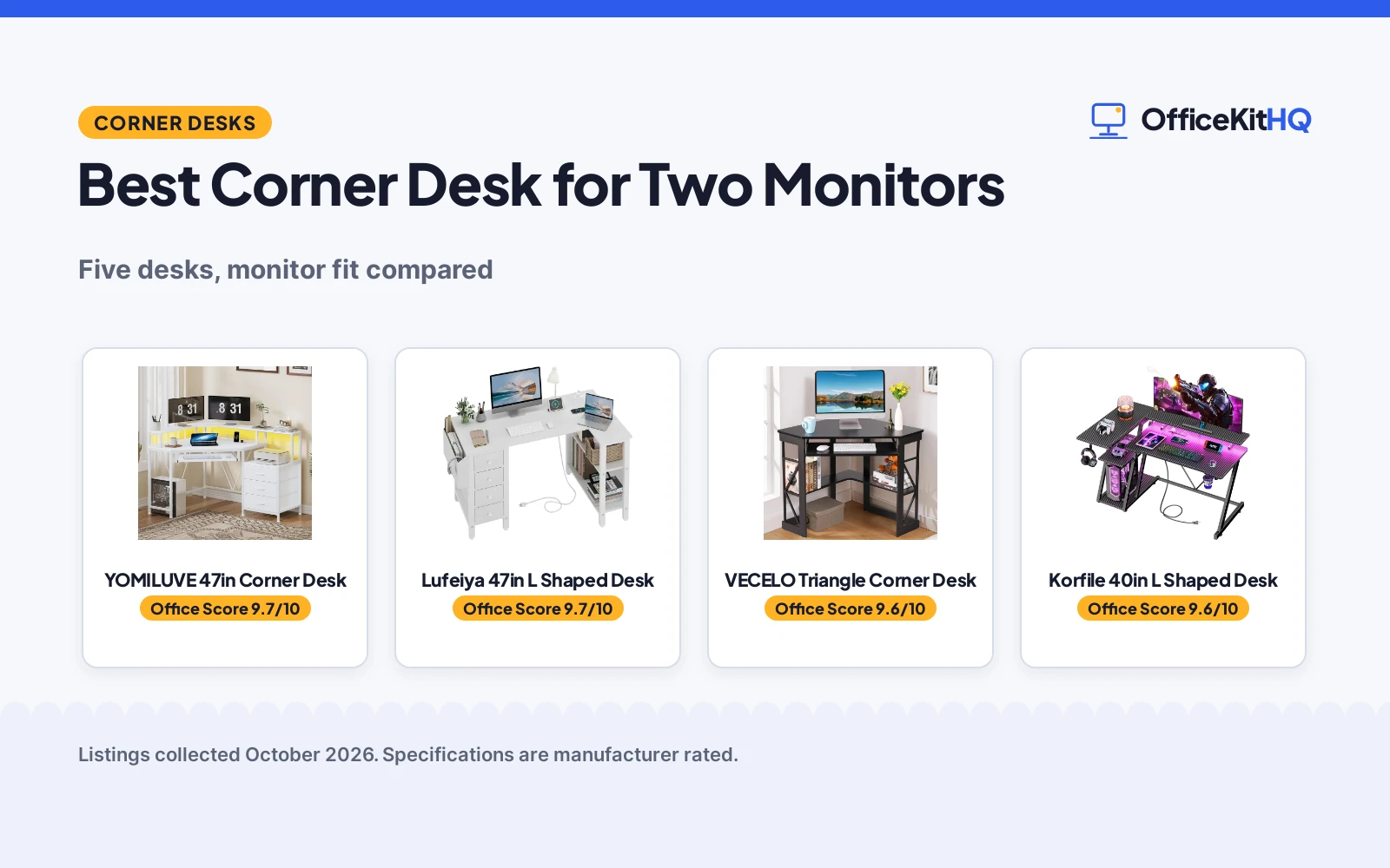 Best Corner Desk for Two Monitors (2026): 5 Picks