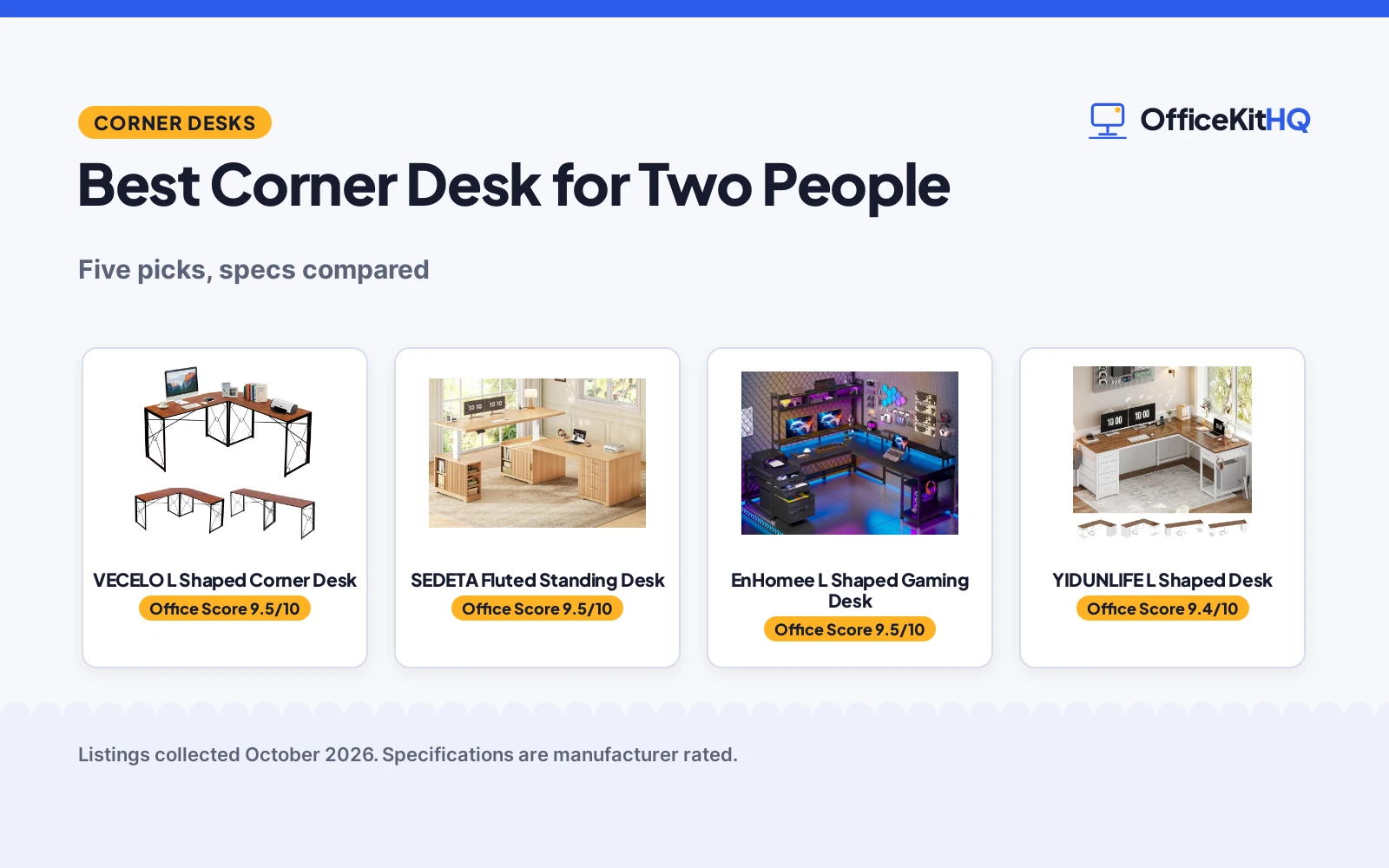 Best Corner Desk for Two People (2026): 5 Compared