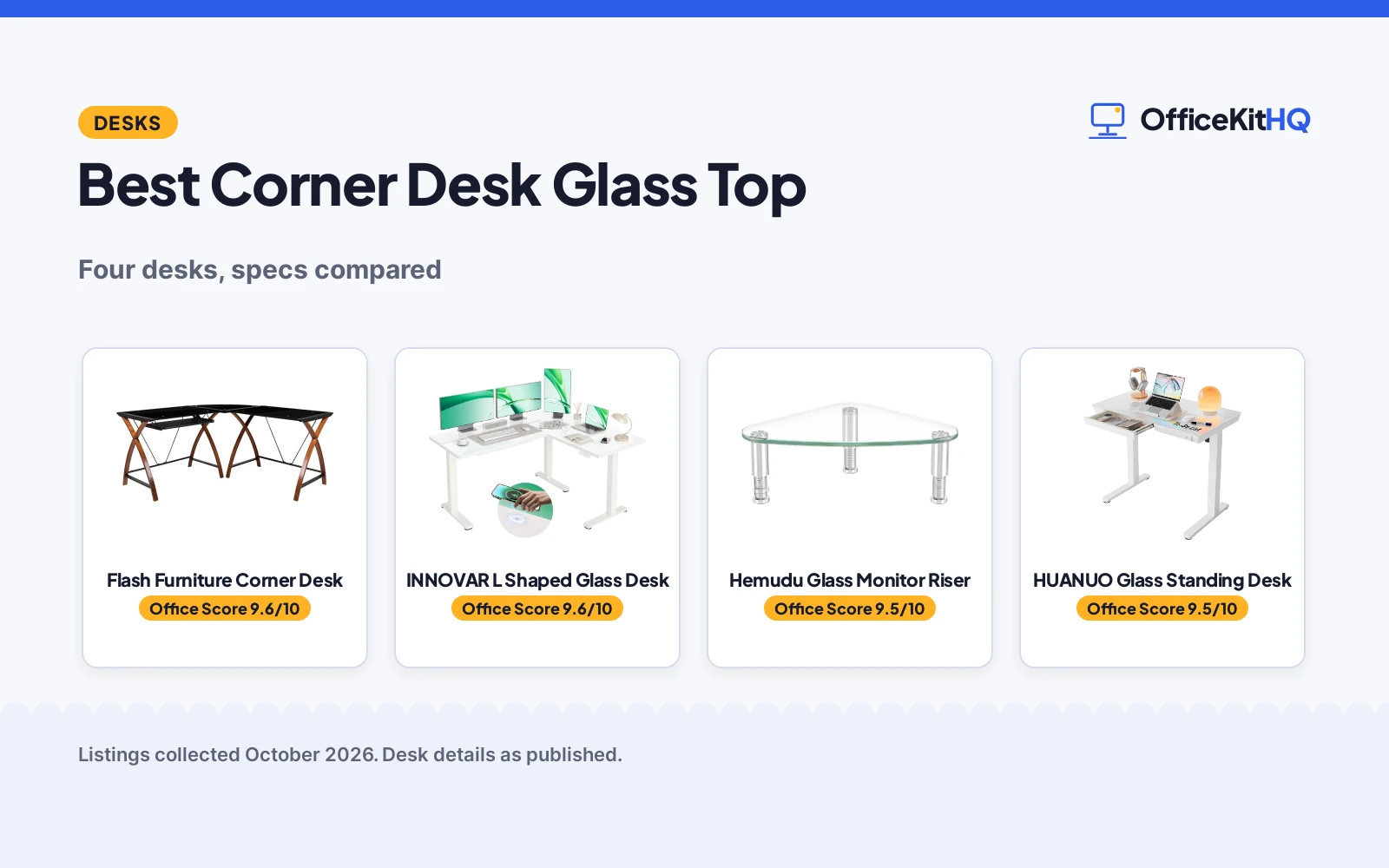 Best Corner Desk Glass Top (2026): 4 Compared