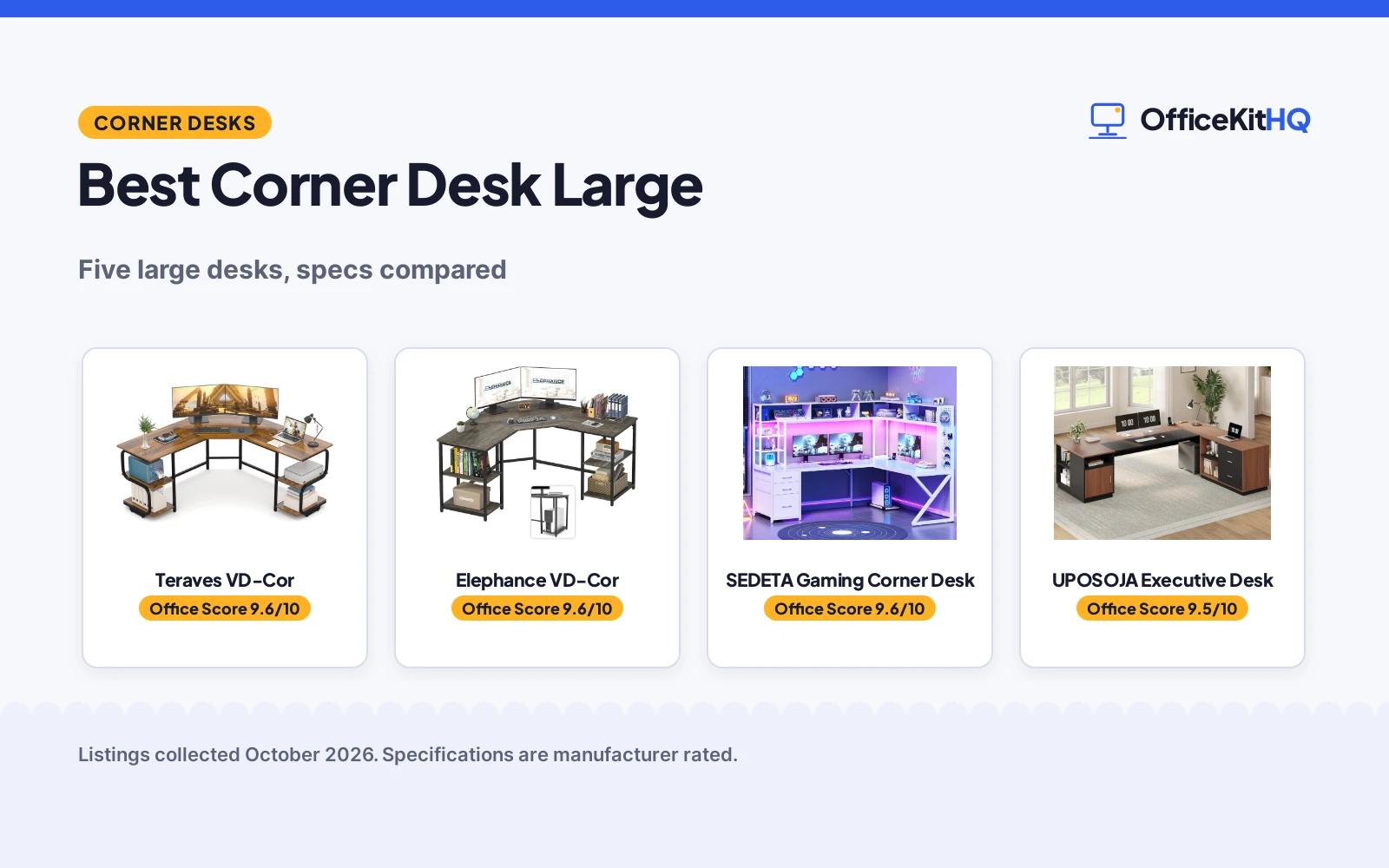 Best Corner Desk Large (2026): 5 Large Desks Compared