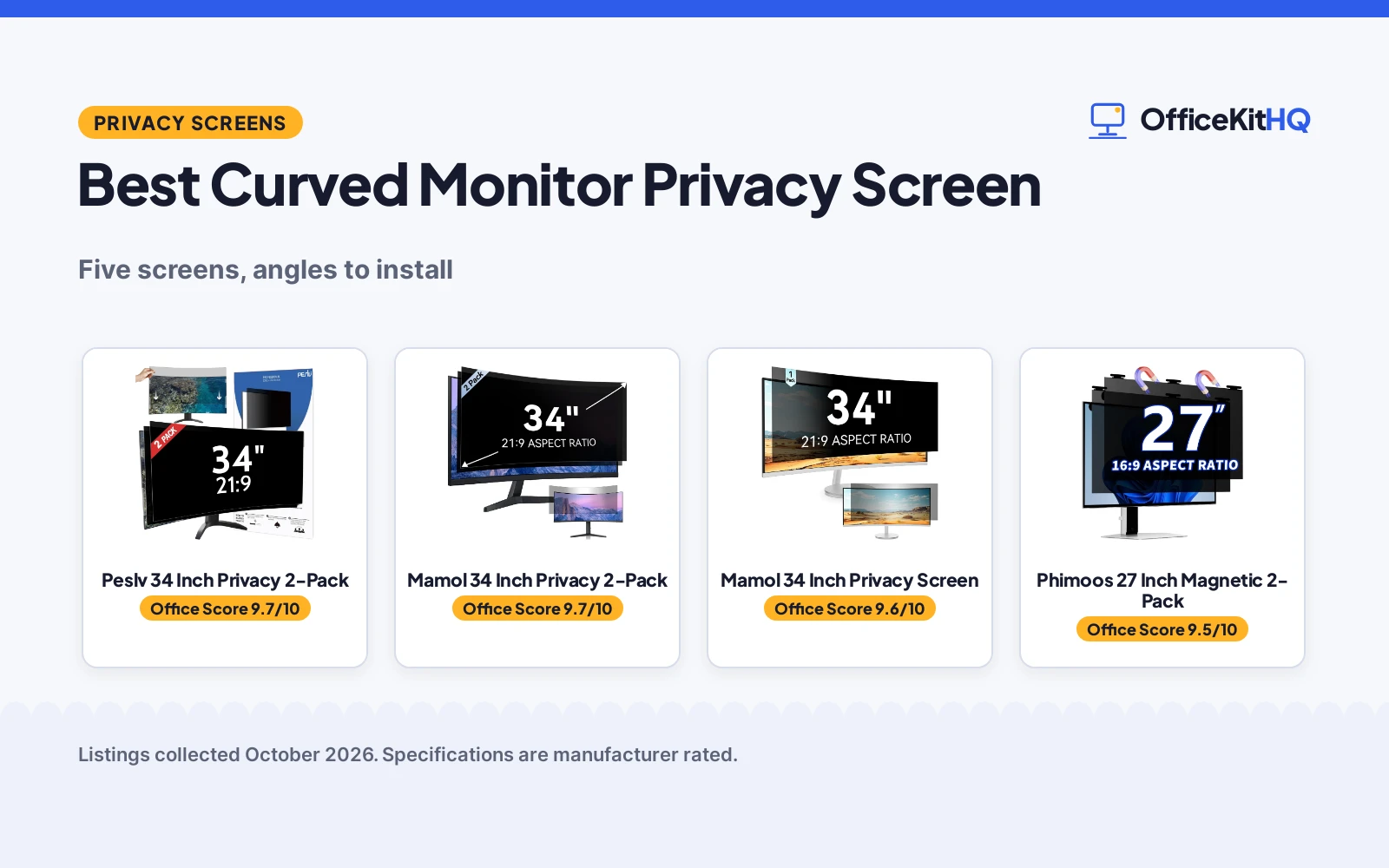 Best Curved Monitor Privacy Screen (2026): 5 Compared