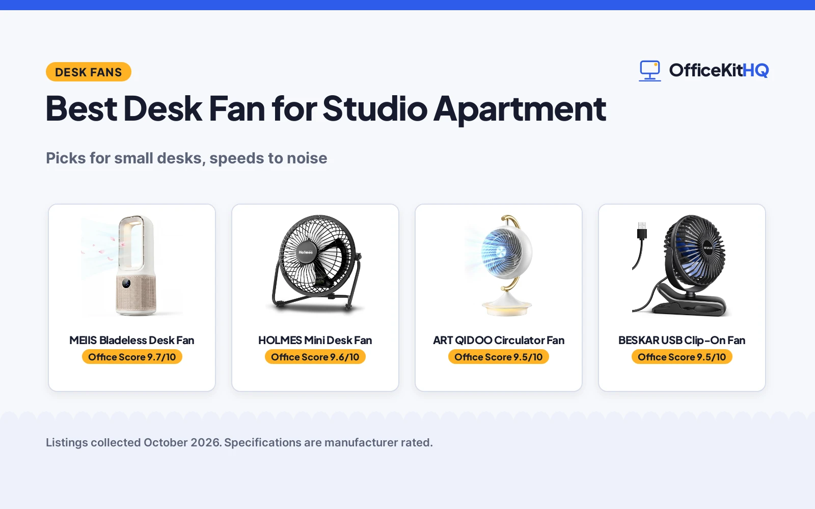 Best Desk Fan for Studio Apartment (2026): 5 Fans Compared