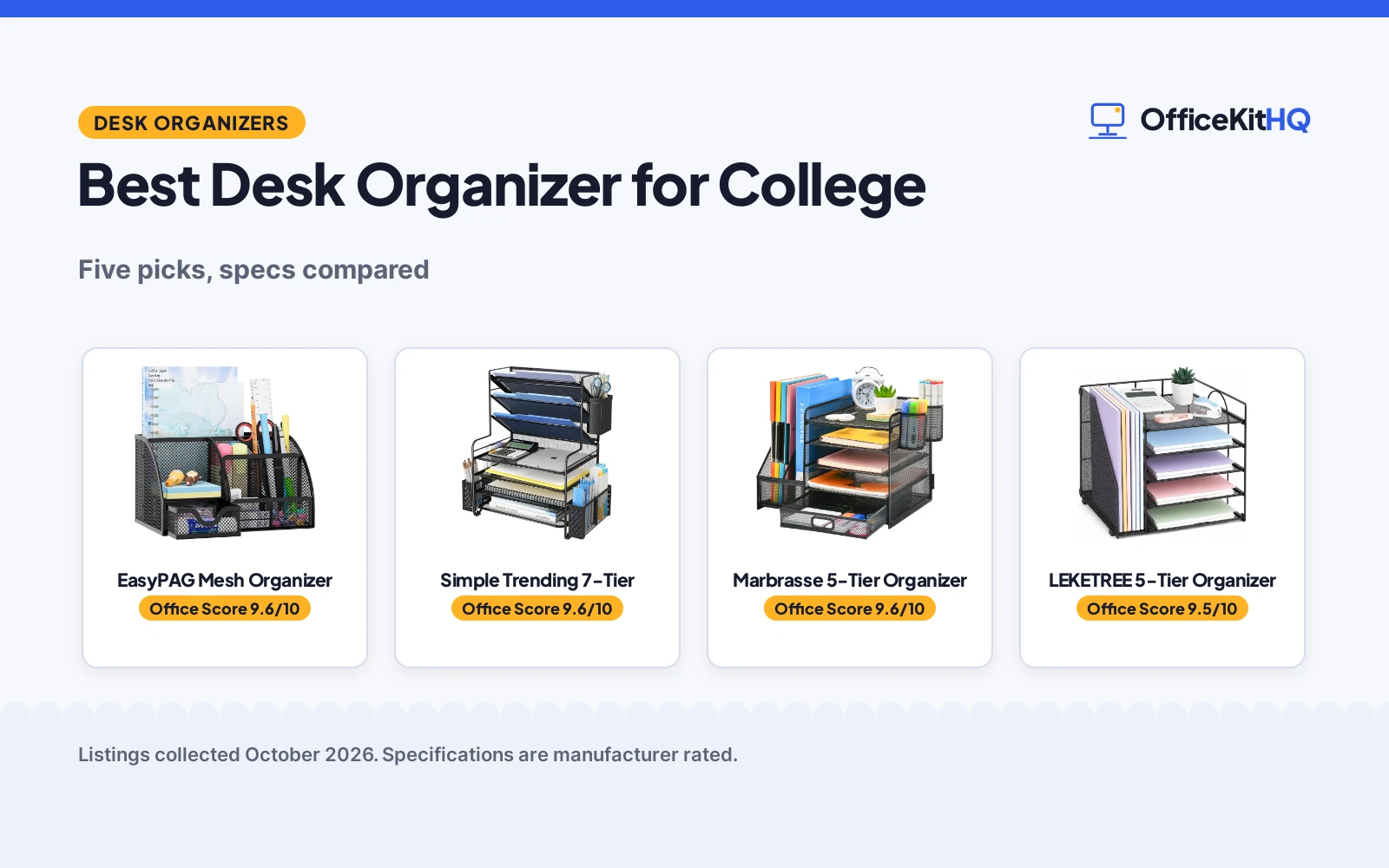 Best Desk Organizer for College (2026): 5 Compared