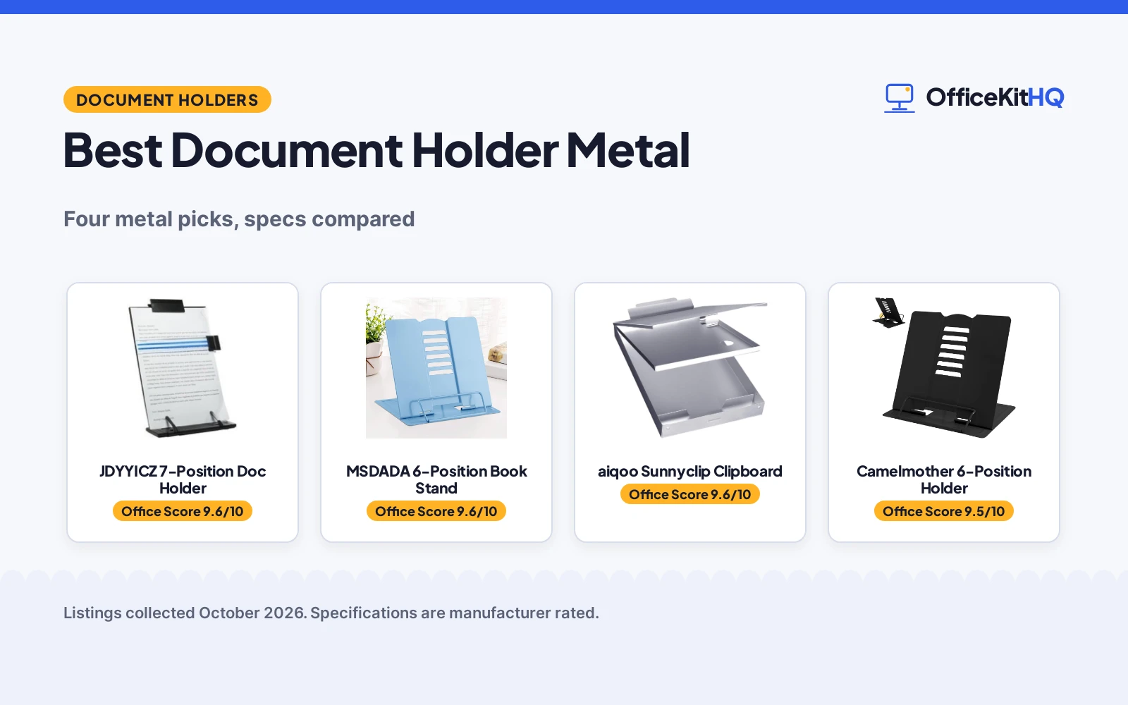Best Document Holder Metal (2026): 4 Metal Picks for Desks