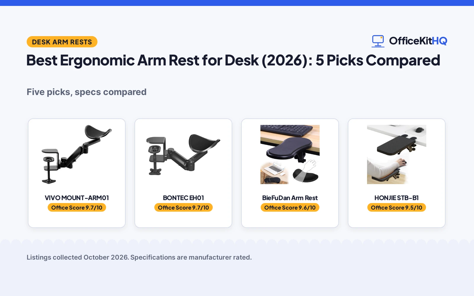Best Ergonomic Arm Rest for Desk (2026): 5 Picks Compared