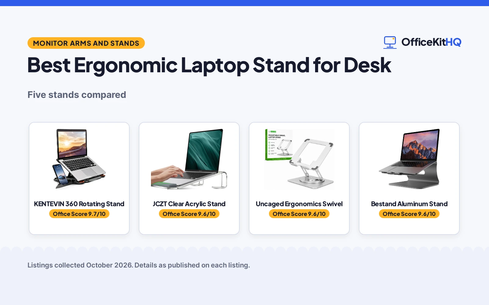 Best Ergonomic Laptop Stand for Desk (2026): 5 Compared