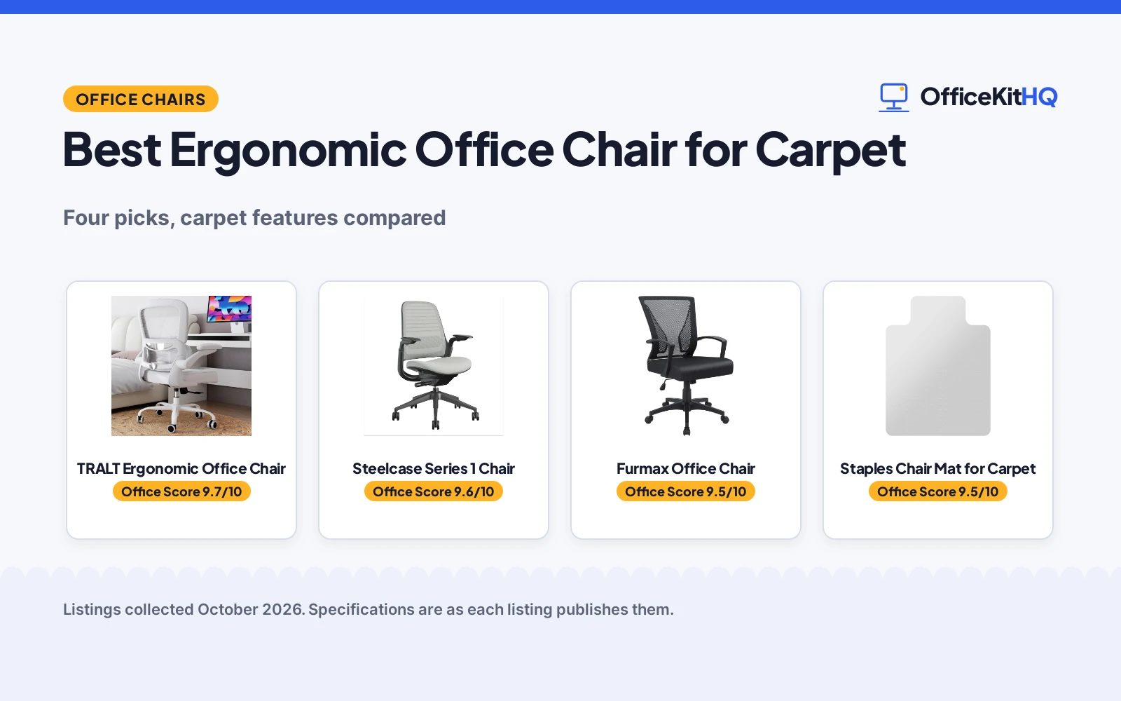 Best Ergonomic Office Chair for Carpet (2026): 4 Compared