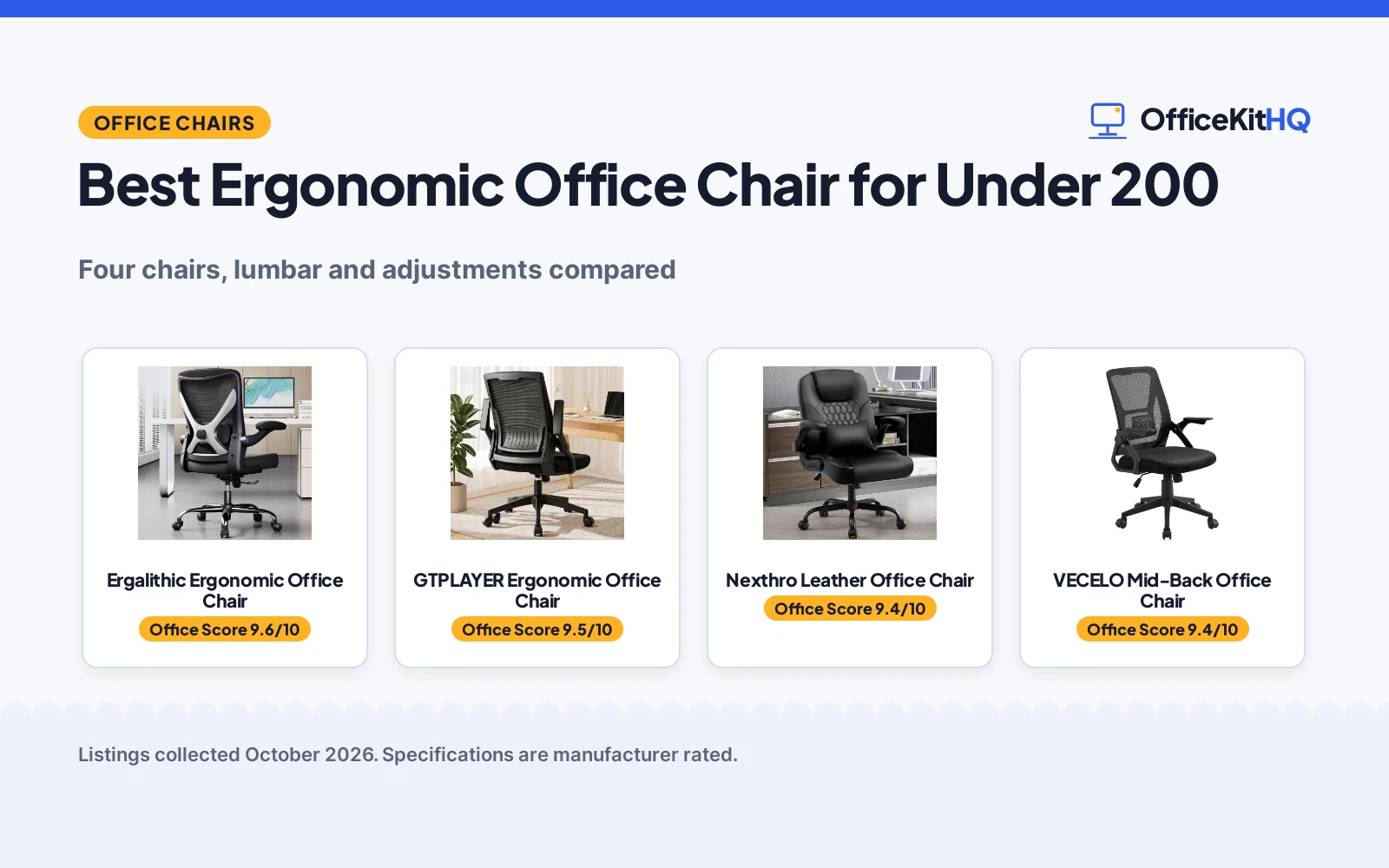Best Ergonomic Office Chair for Under 200 (2026): 4 Picks