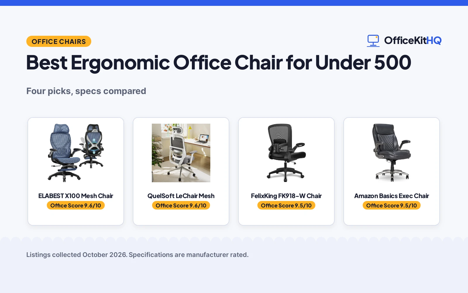 Best Ergonomic Office Chair for Under 500 (2026): 4 Picks