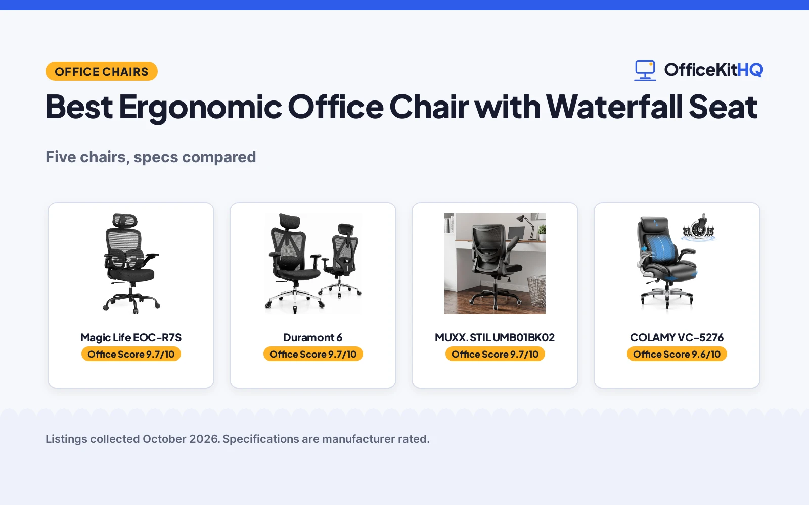 Best Ergonomic Office Chair with Waterfall Seat (2026): 5 Picks