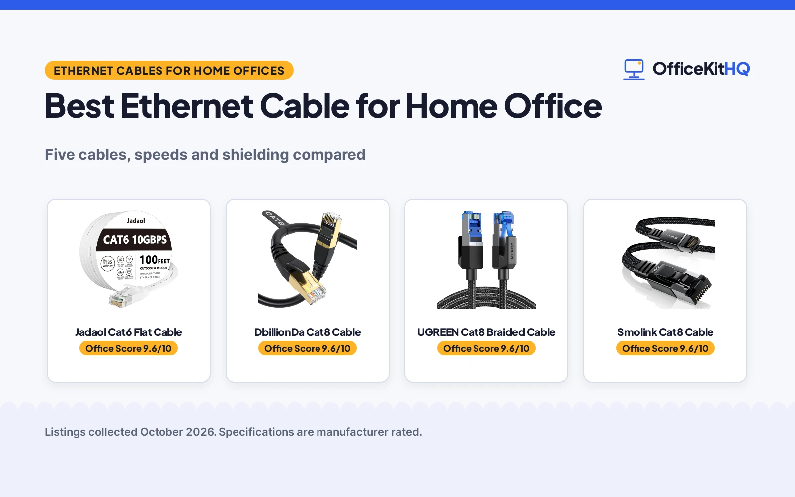 Best Ethernet Cable for Home Office (2026): 5 Compared
