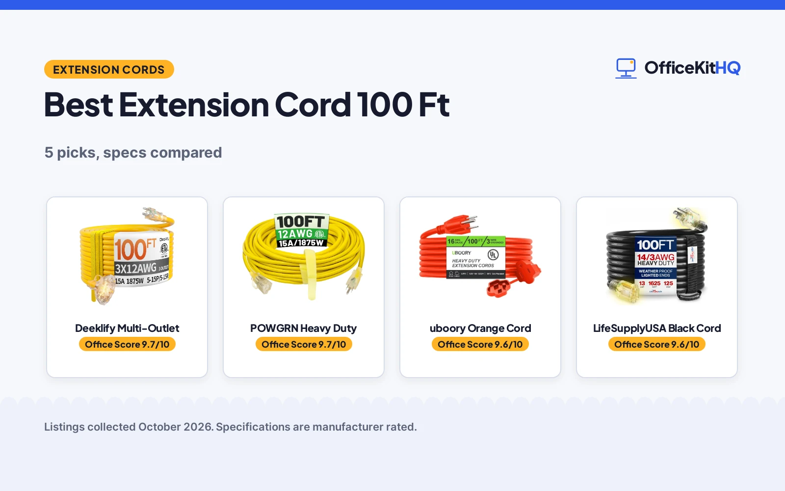 Best Extension Cord 100 Ft (2026): 5 Compared