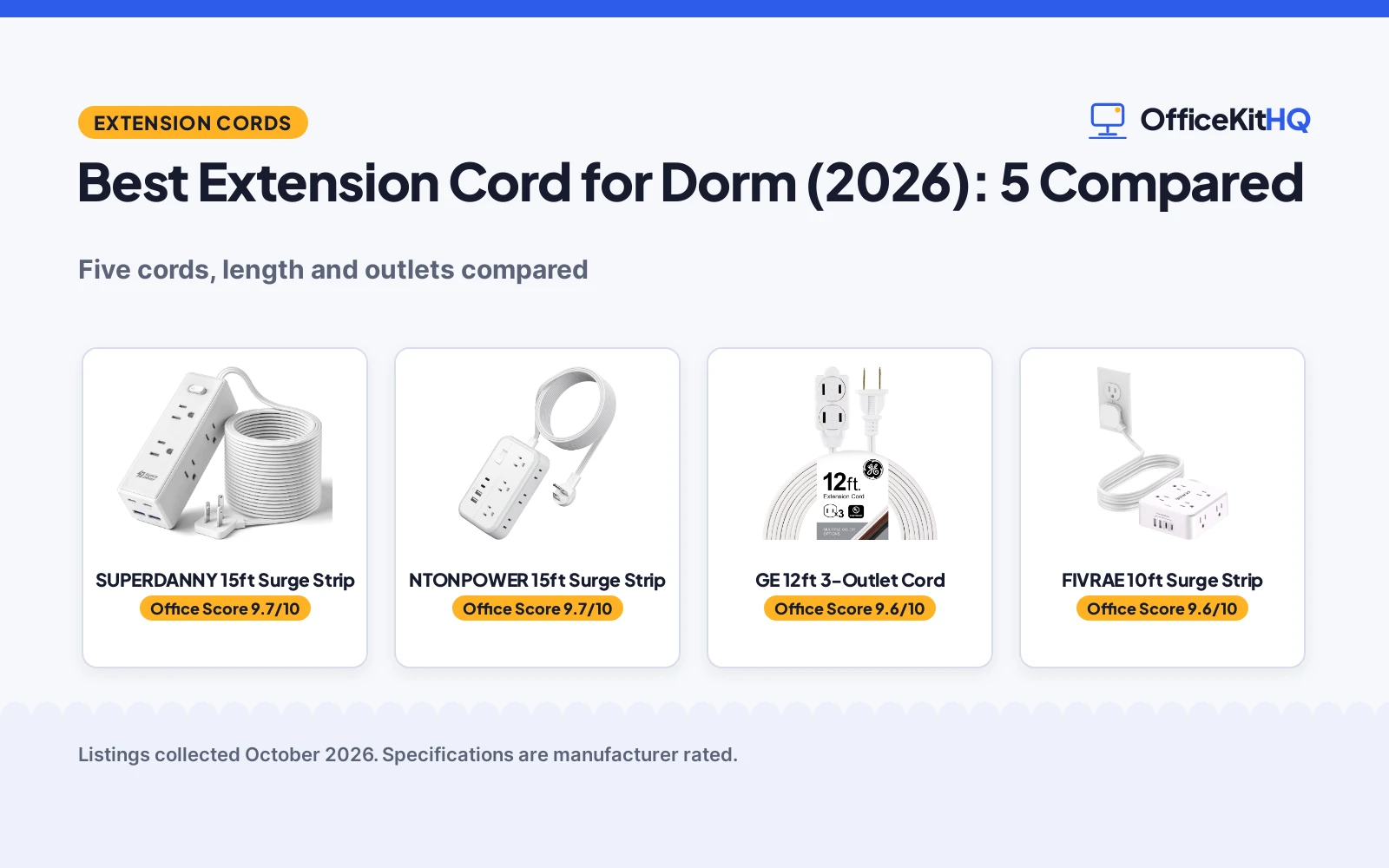 Best Extension Cord for Dorm (2026): 5 Compared