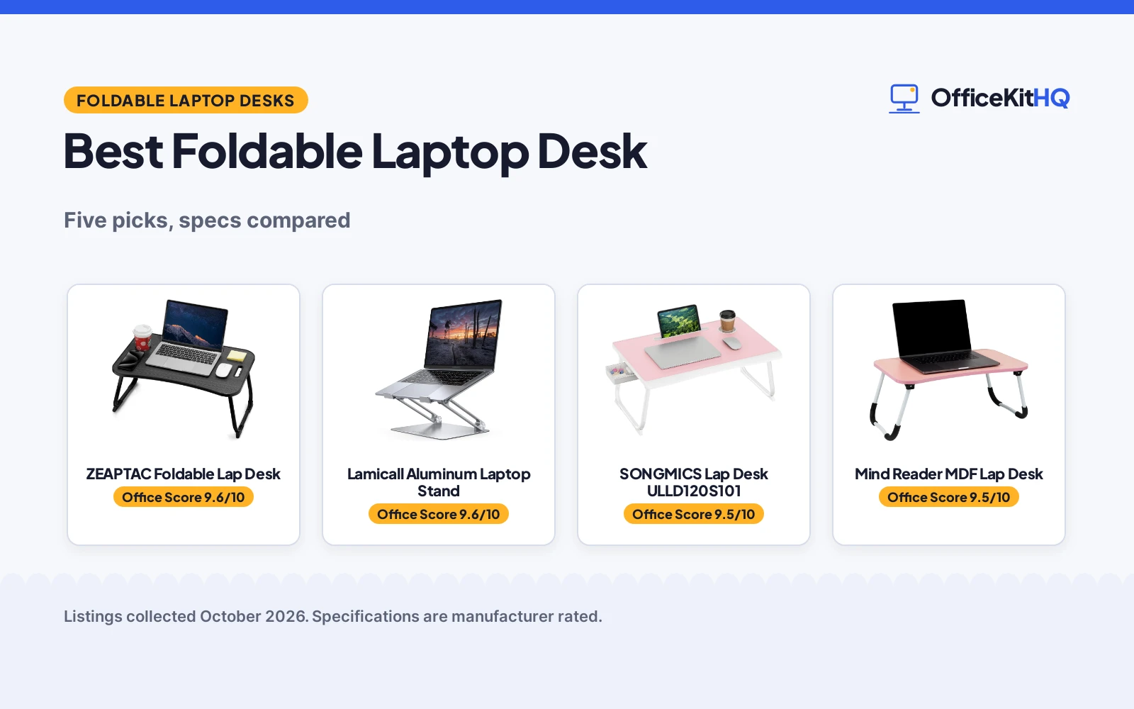 Best Foldable Laptop Desk (2026): 5 Desks Compared