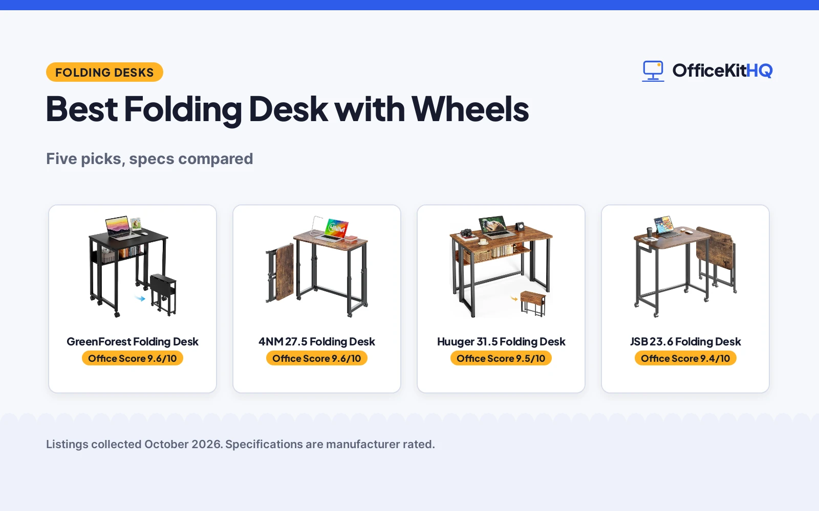 Best Folding Desk with Wheels (2026): 5 Compared