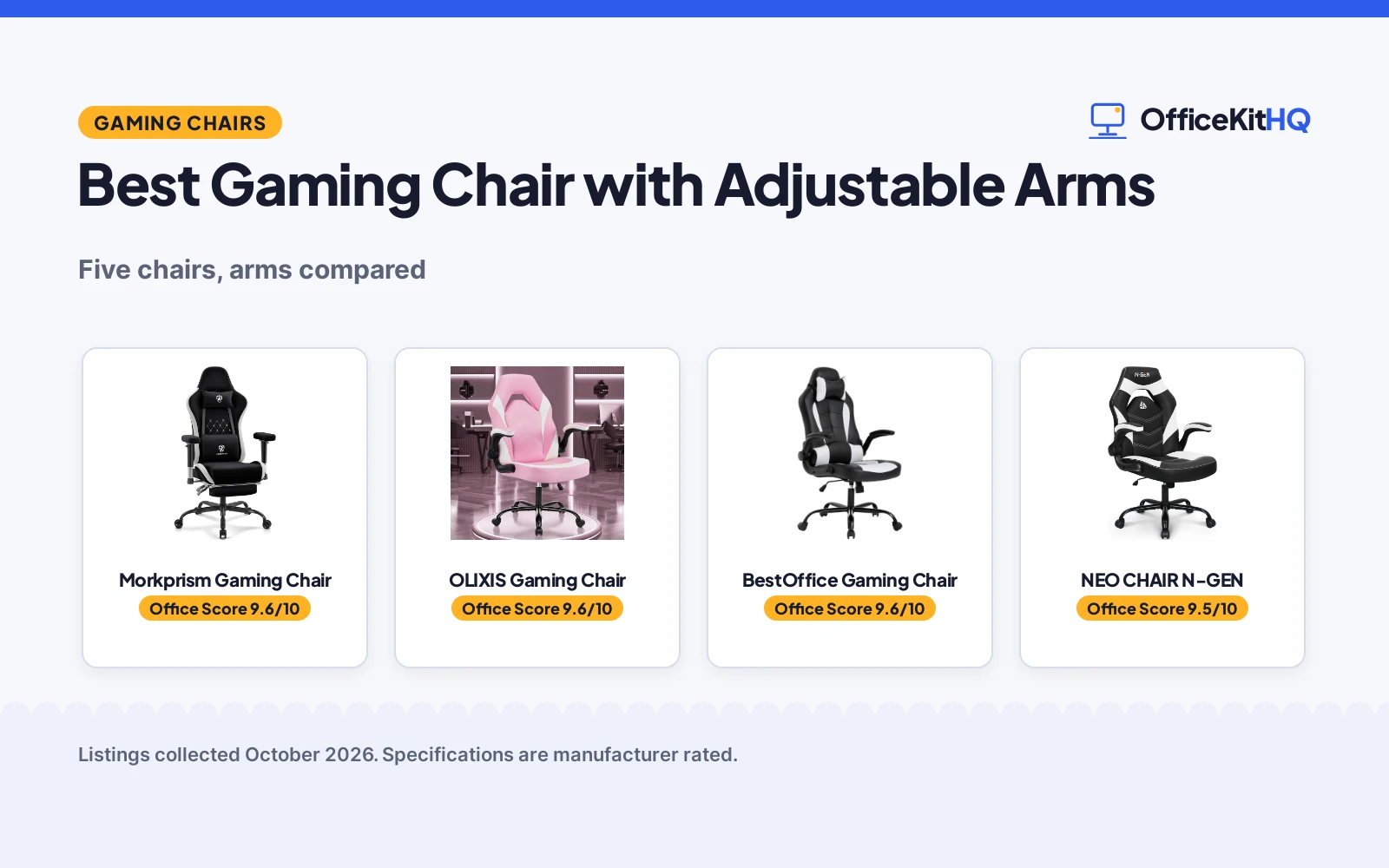 Best Gaming Chair with Adjustable Arms (2026): 5 Compared