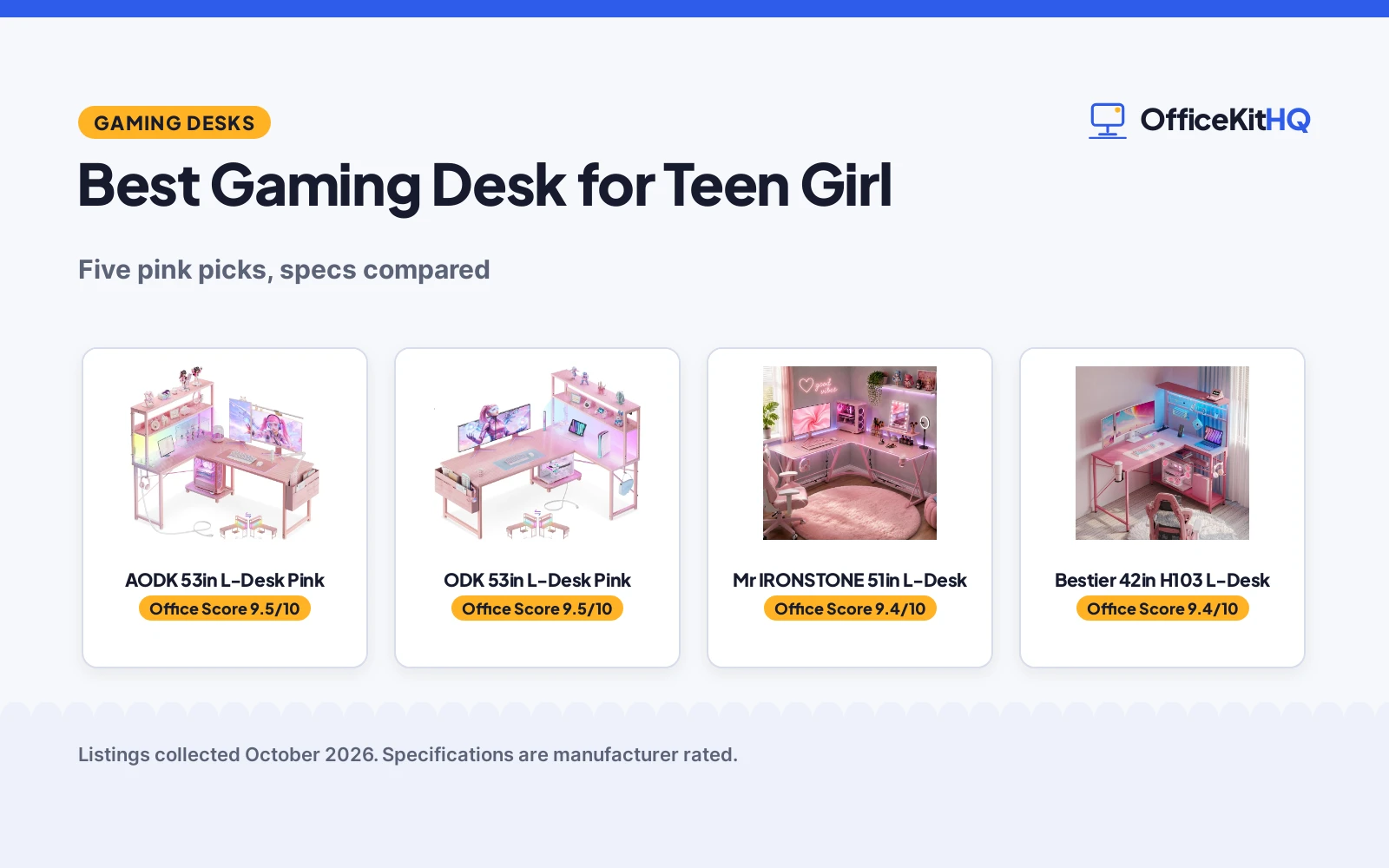 Best Gaming Desk for Teen Girl (2026): 5 Compared