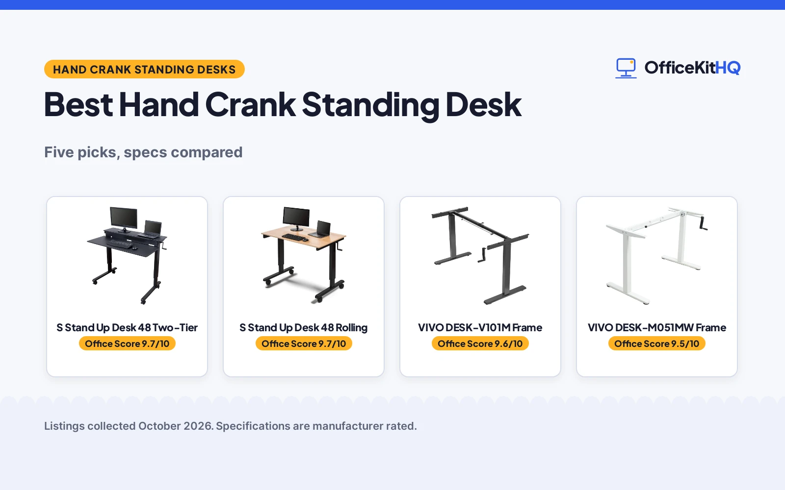 Best Hand Crank Standing Desk (2026): 5 Desks and Frames Compared