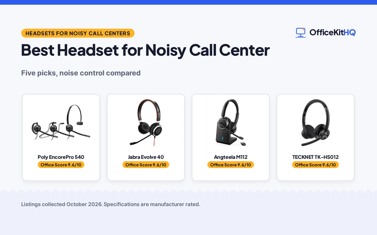 Best Headset for Noisy Call Center (2026): 5 Compared